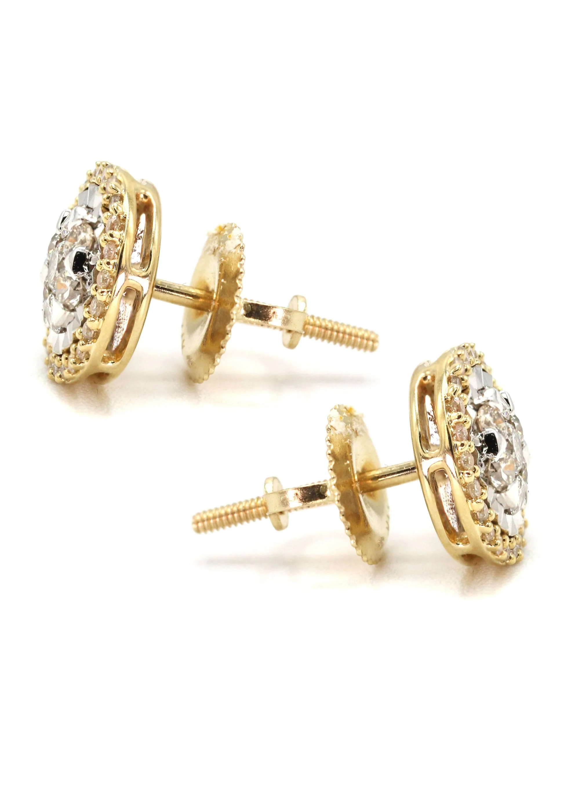 14K Yellow Gold Diamond Earrings For Men | 0.39 Carats | 2.14 Grams - Image 2
