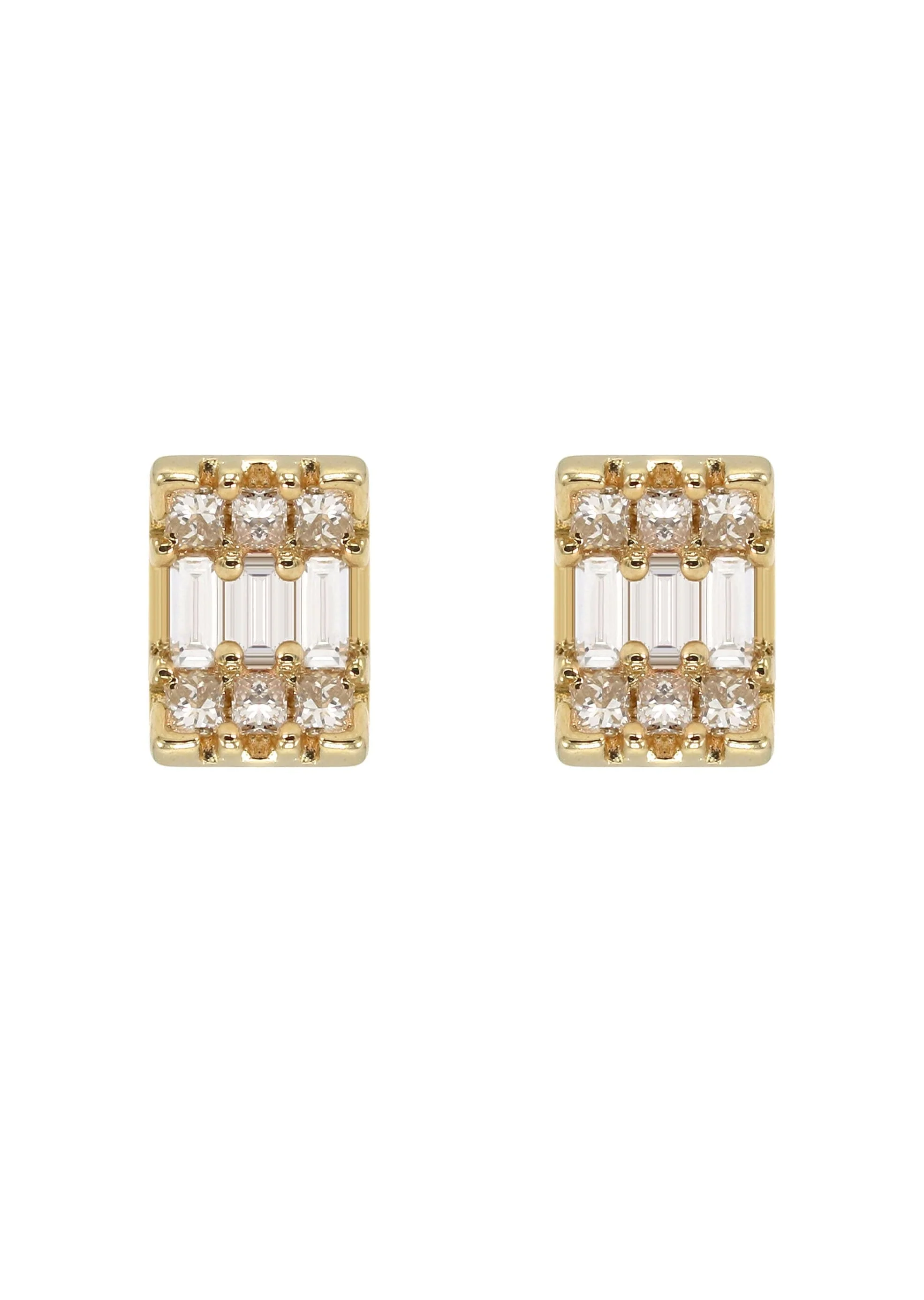 14K Yellow Gold Diamond Baguette Earrings For Men | 0.32 Carats | 1.29 Grams