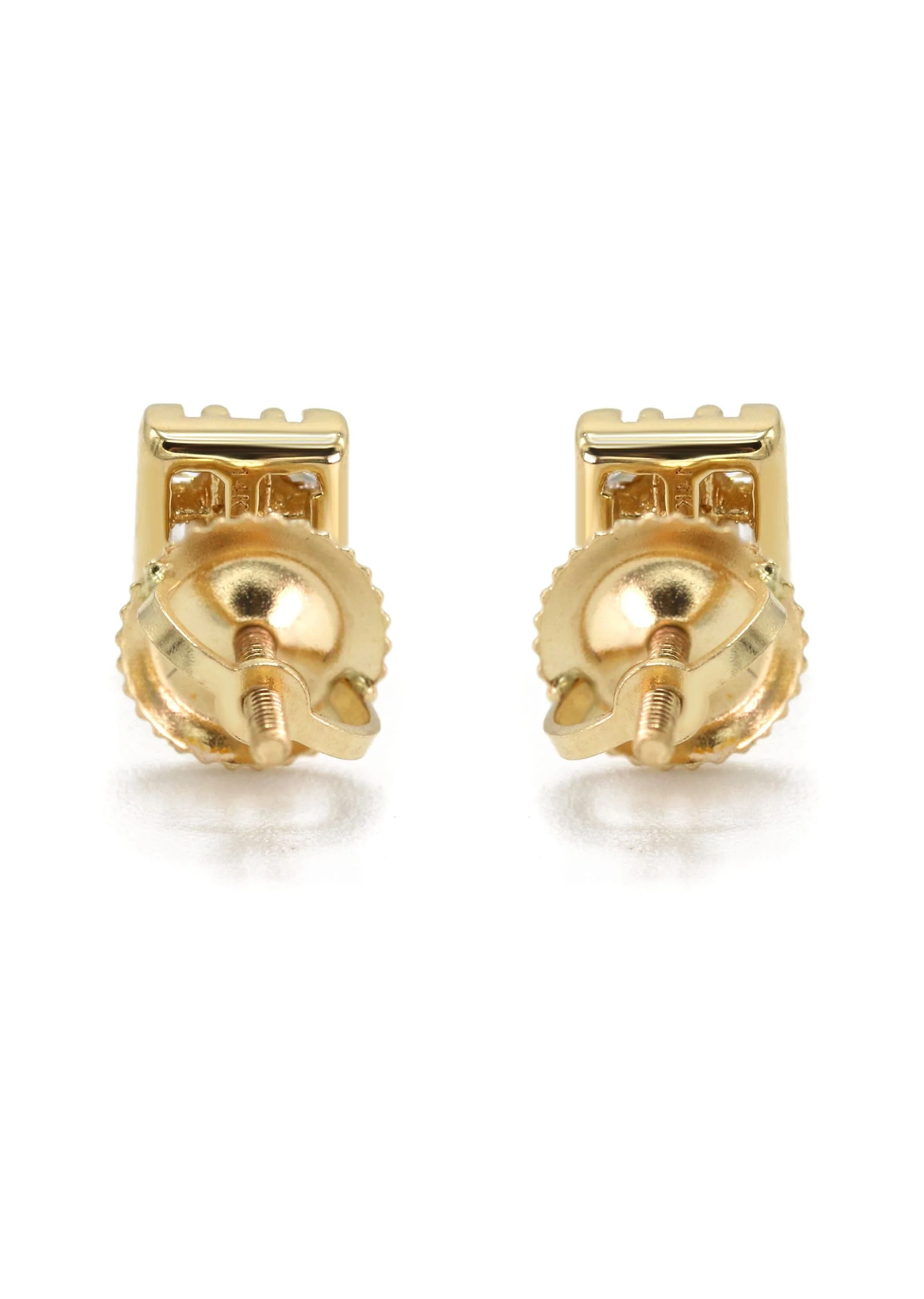14K Yellow Gold Diamond Baguette Earrings For Men | 0.32 Carats | 1.29 Grams - Image 3