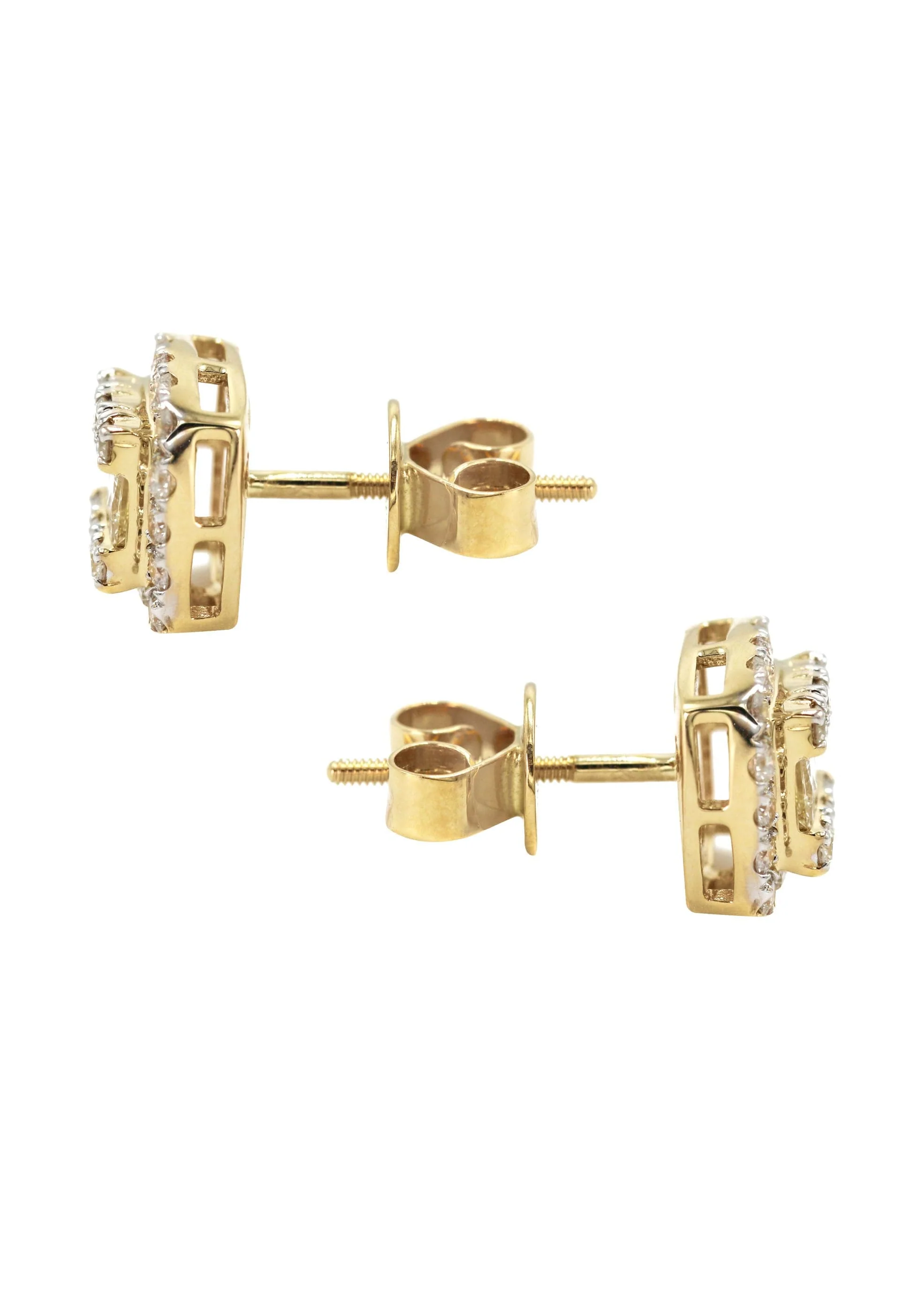 14K Yellow Gold Diamond Earrings For Men | 1.12 Carats | 3.74 Grams - Image 2