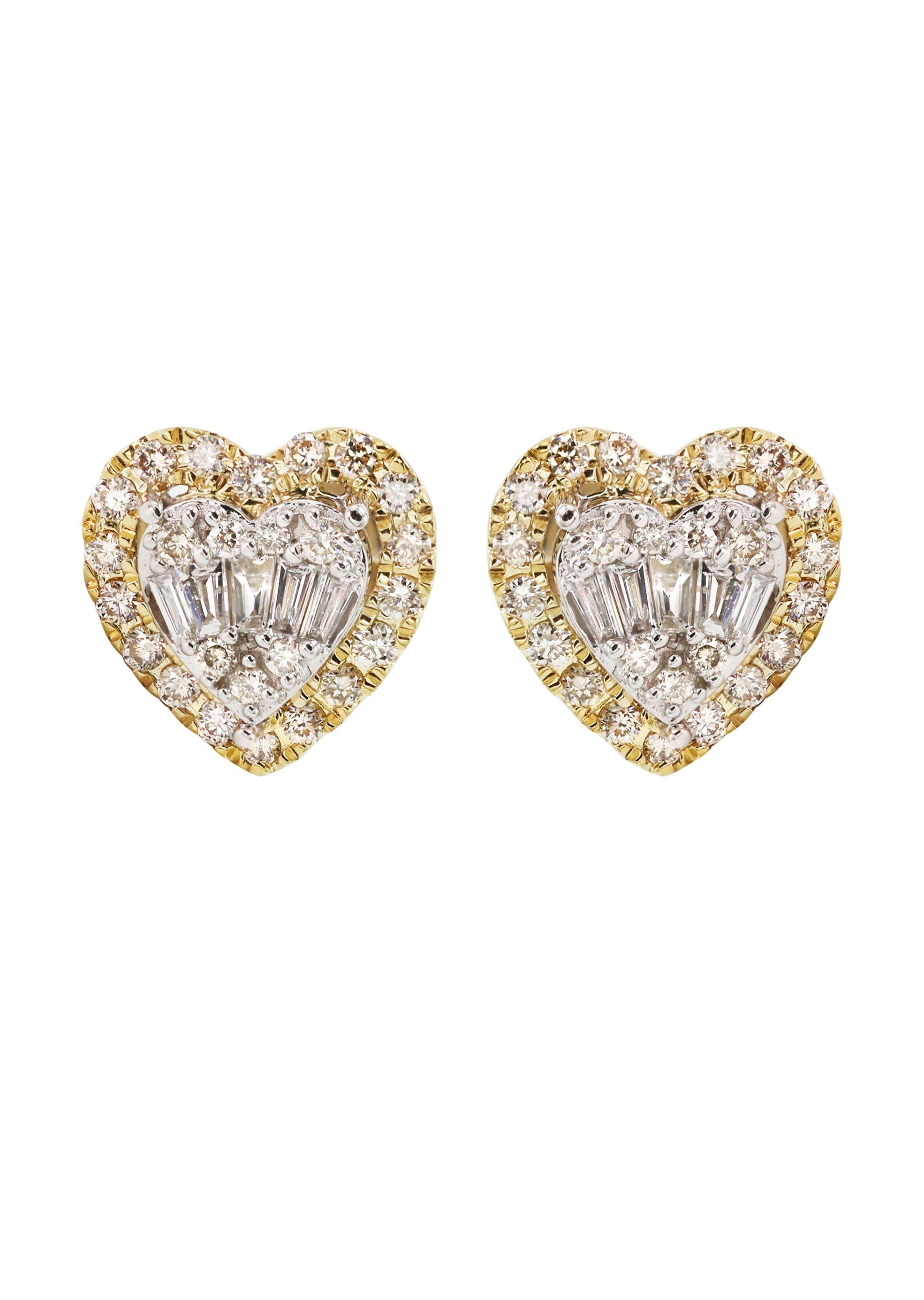 14K Yellow Gold Diamond Baguette Earrings For Men | 0.52 Carats | 2.76 Grams