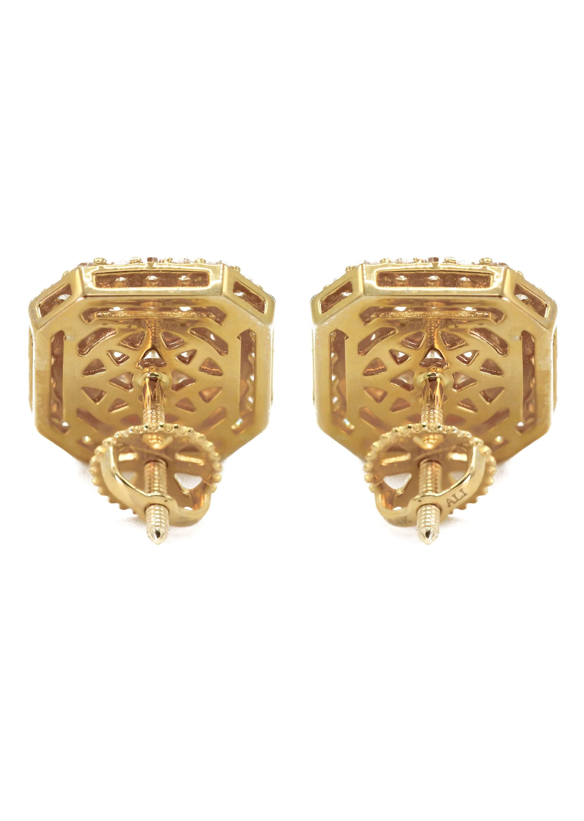14K Yellow Gold Diamond Earrings For Men | 1 Carat | 3.29 Grams - Image 3