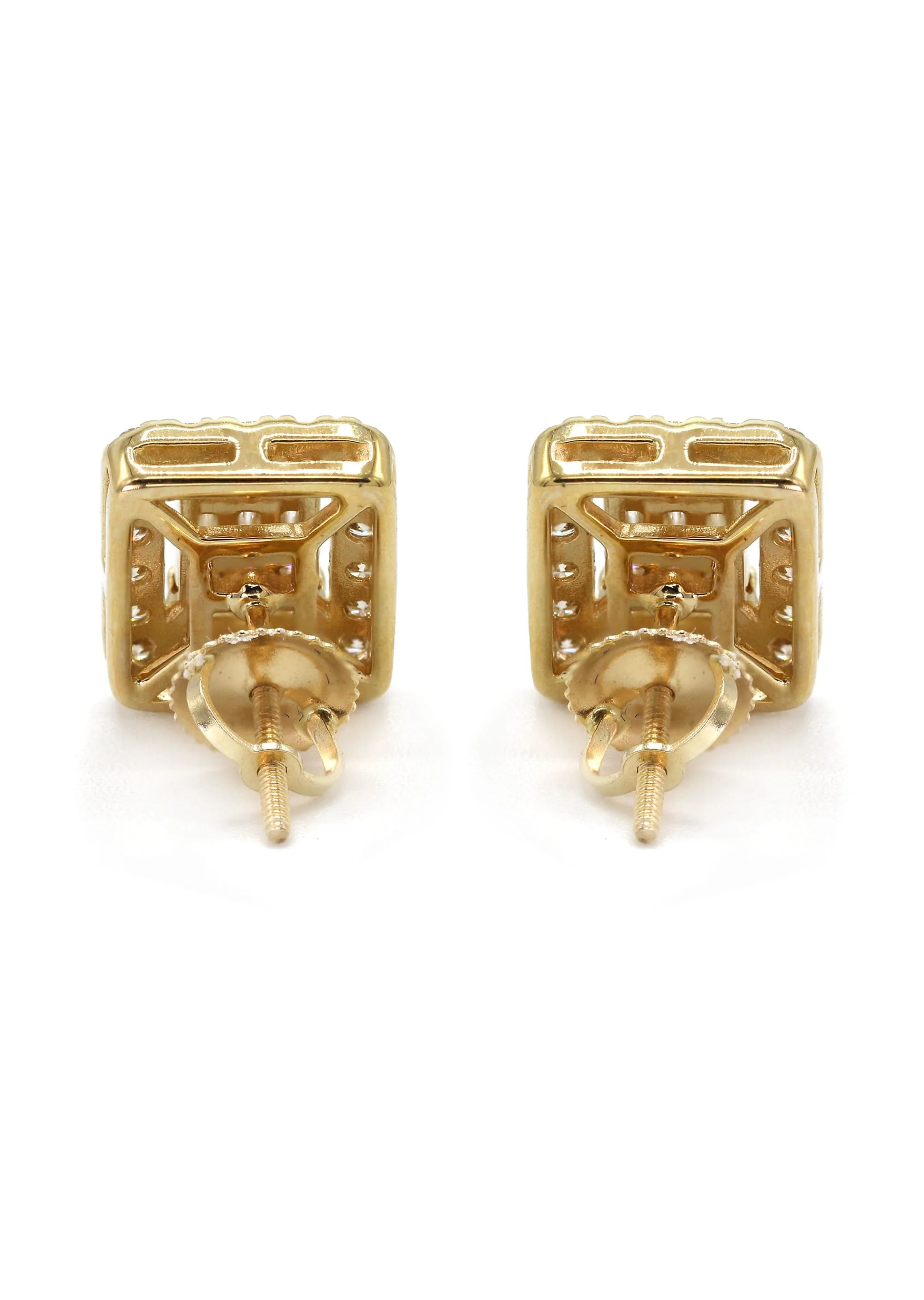 14K Yellow Gold Diamond Baguette Earrings For Men | 0.96 Carats | 4.51 Grams - Image 3
