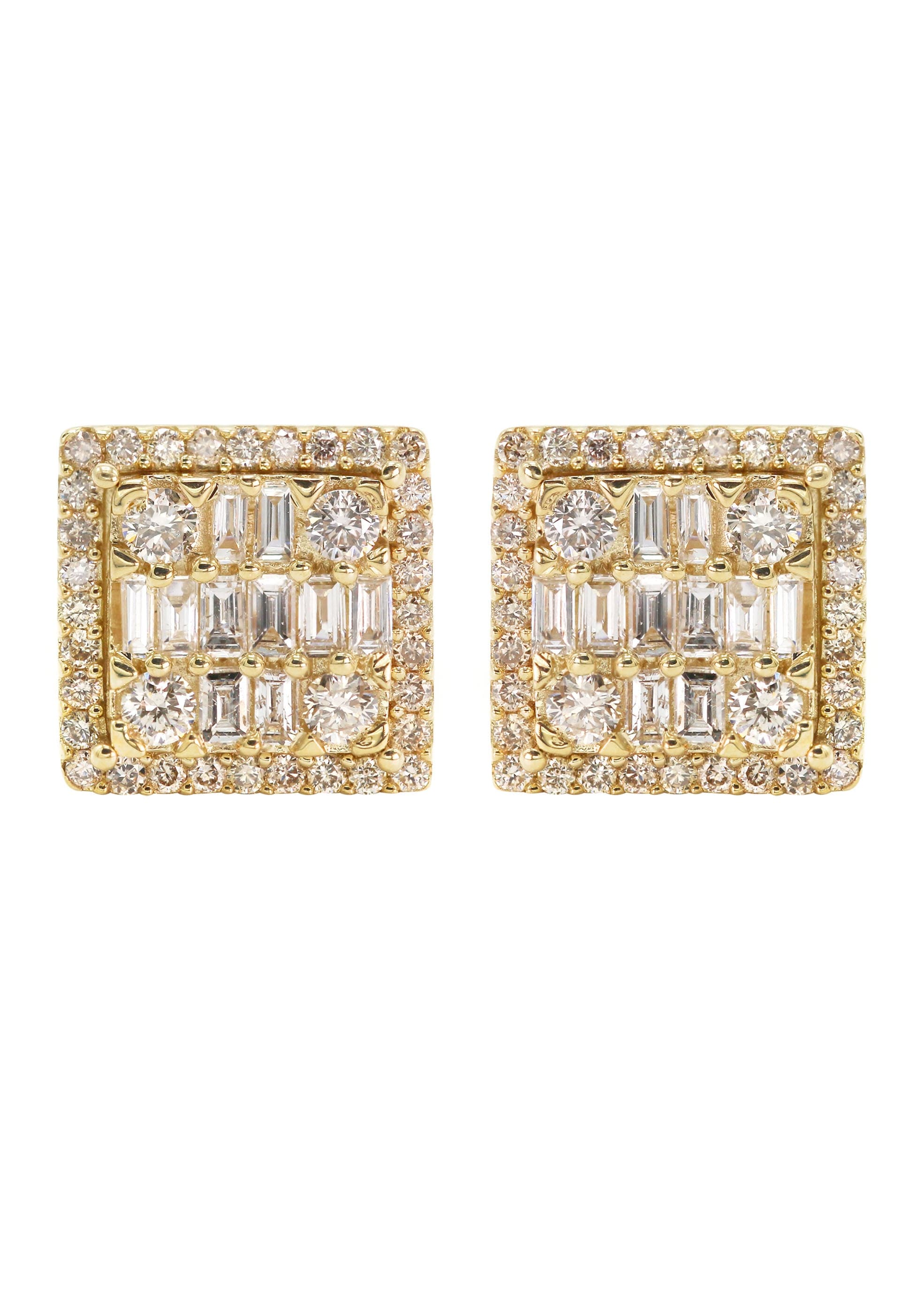 14K Yellow Gold Diamond Baguette Earrings For Men | 1.05 Carats | 4.23 Grams