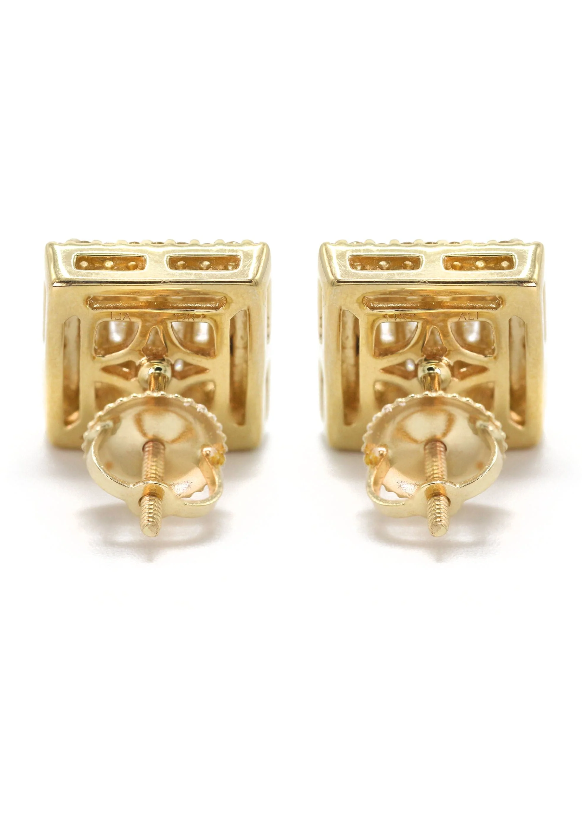 14K Yellow Gold Diamond Baguette Earrings For Men | 1.05 Carats | 4.23 Grams - Image 3