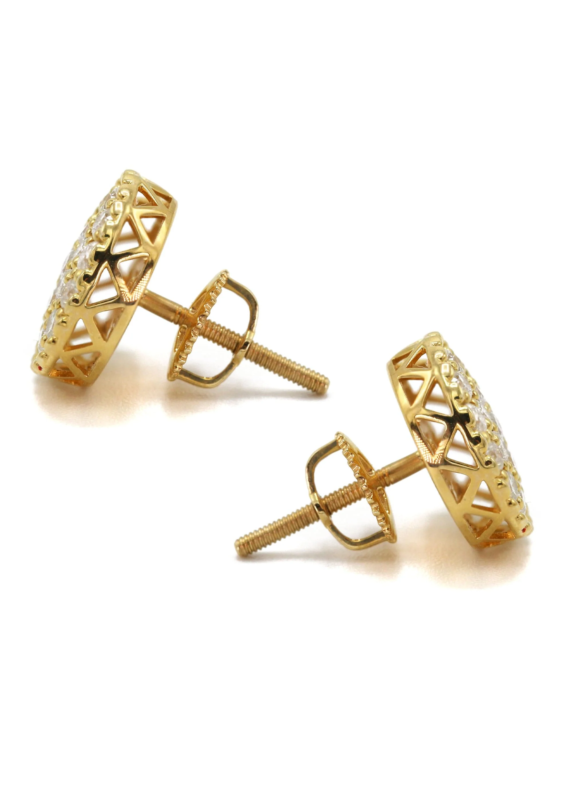 14K Yellow Gold Diamond Earrings For Men | 0.8 Carat | 2.58 Grams - Image 2