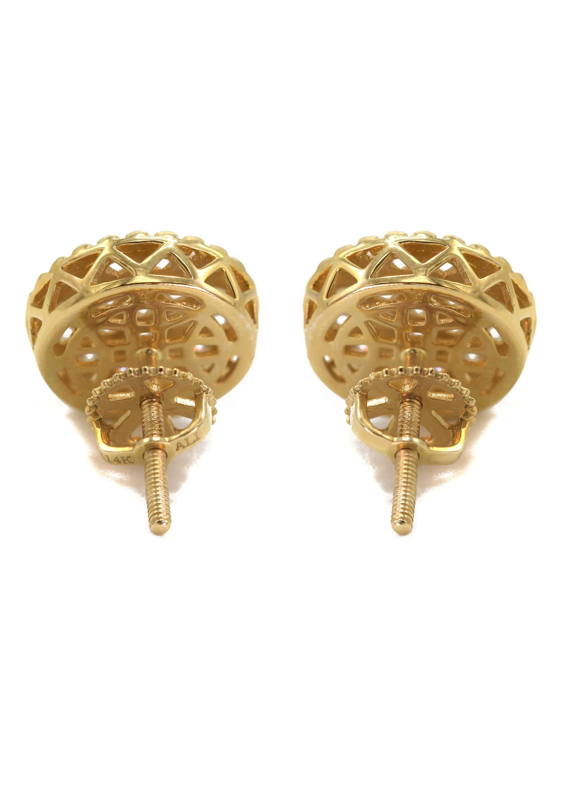 14K Yellow Gold Diamond Earrings For Men | 0.8 Carat | 2.58 Grams - Image 3