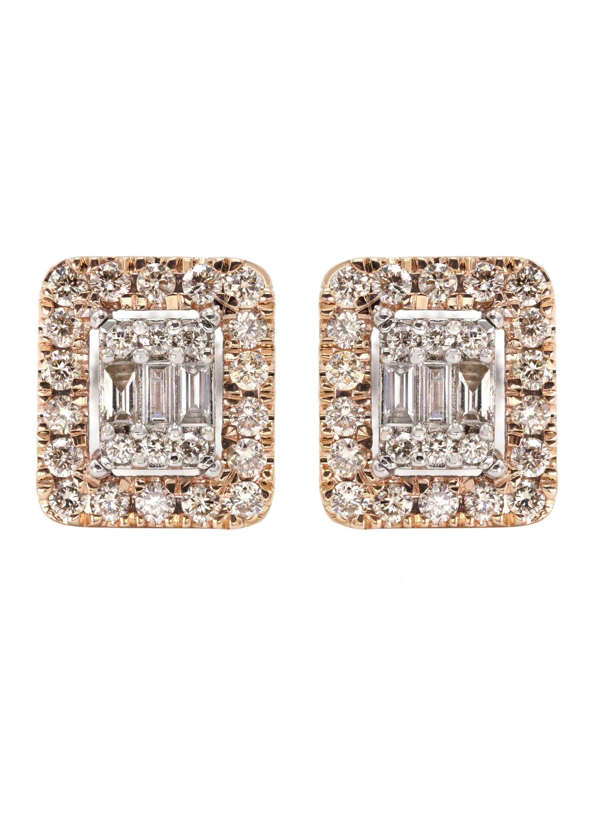14K Yellow Gold Diamond Baguette Earrings For Men | 0.95 Carats | 4.74 Grams