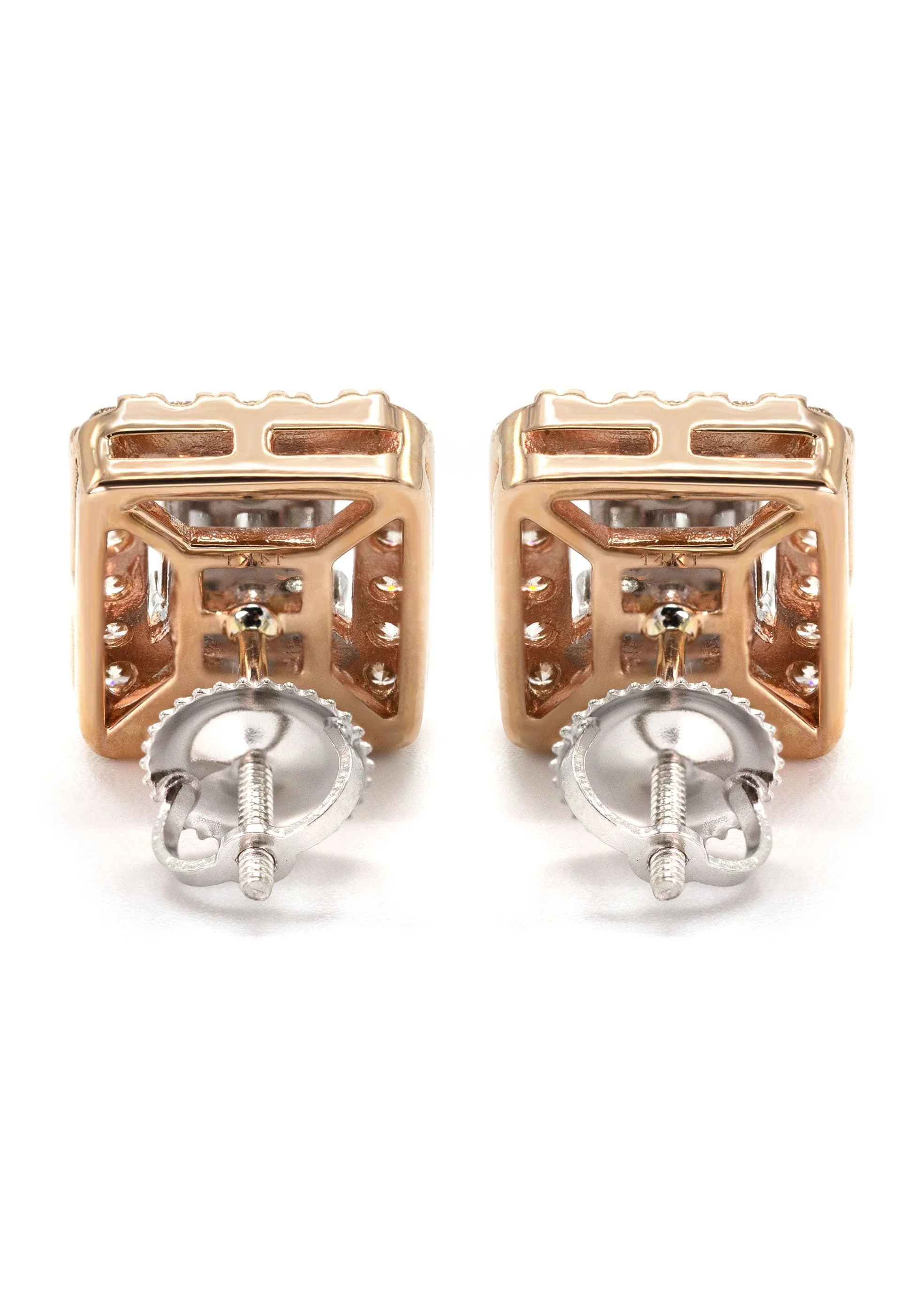 14K Yellow Gold Diamond Baguette Earrings For Men | 0.95 Carats | 4.74 Grams - Image 3