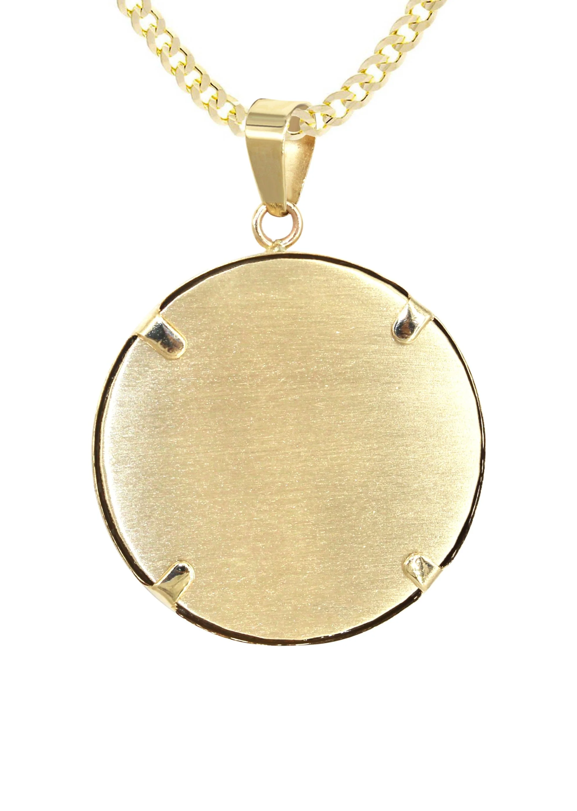 14K Yellow Gold Round Picture Pendant Necklace | Appx. 1 Inch - Image 3