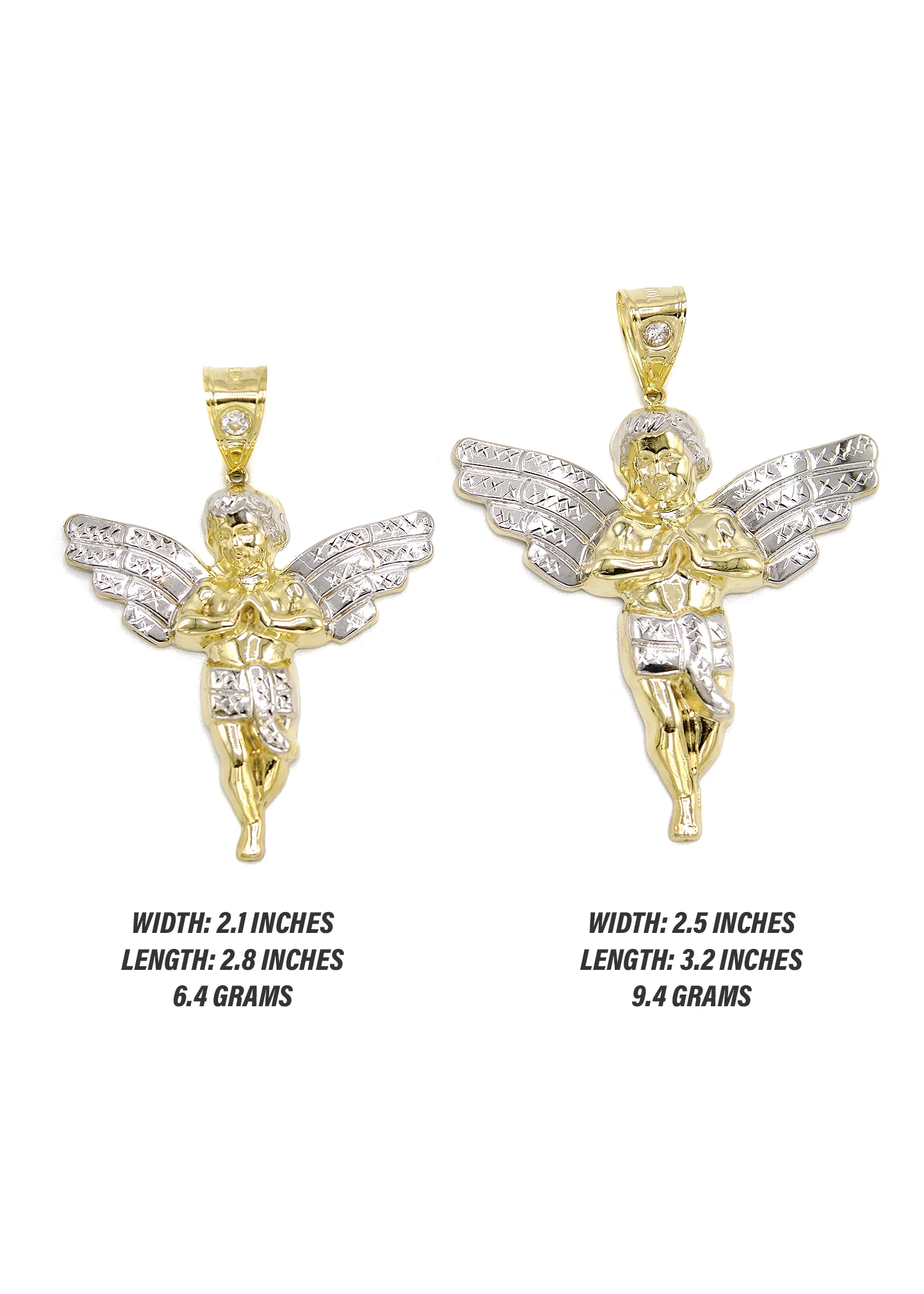 10K Gold Angel Pendant | Customizable Size - Image 2