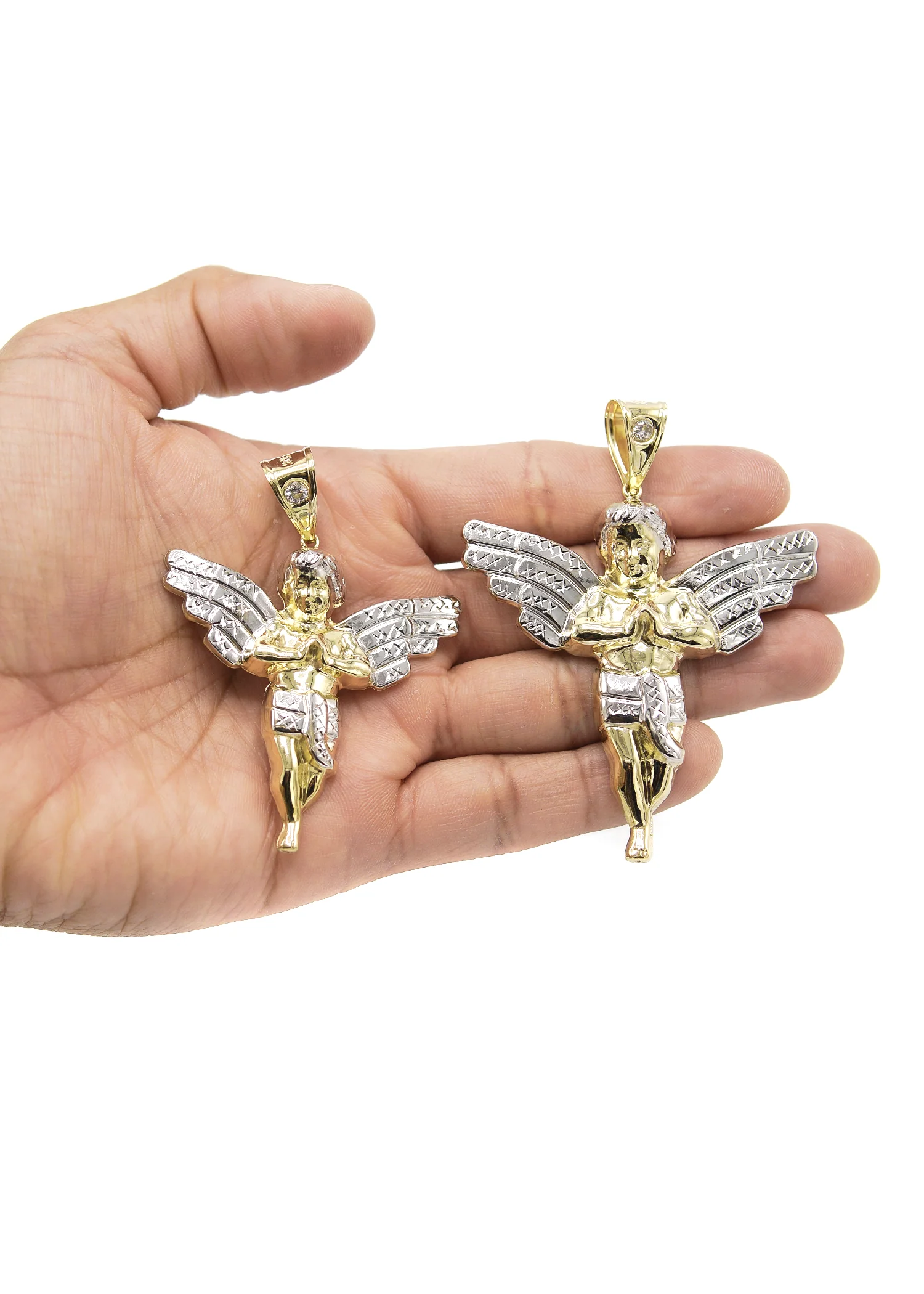 10K Gold Angel Pendant | Customizable Size - Image 3