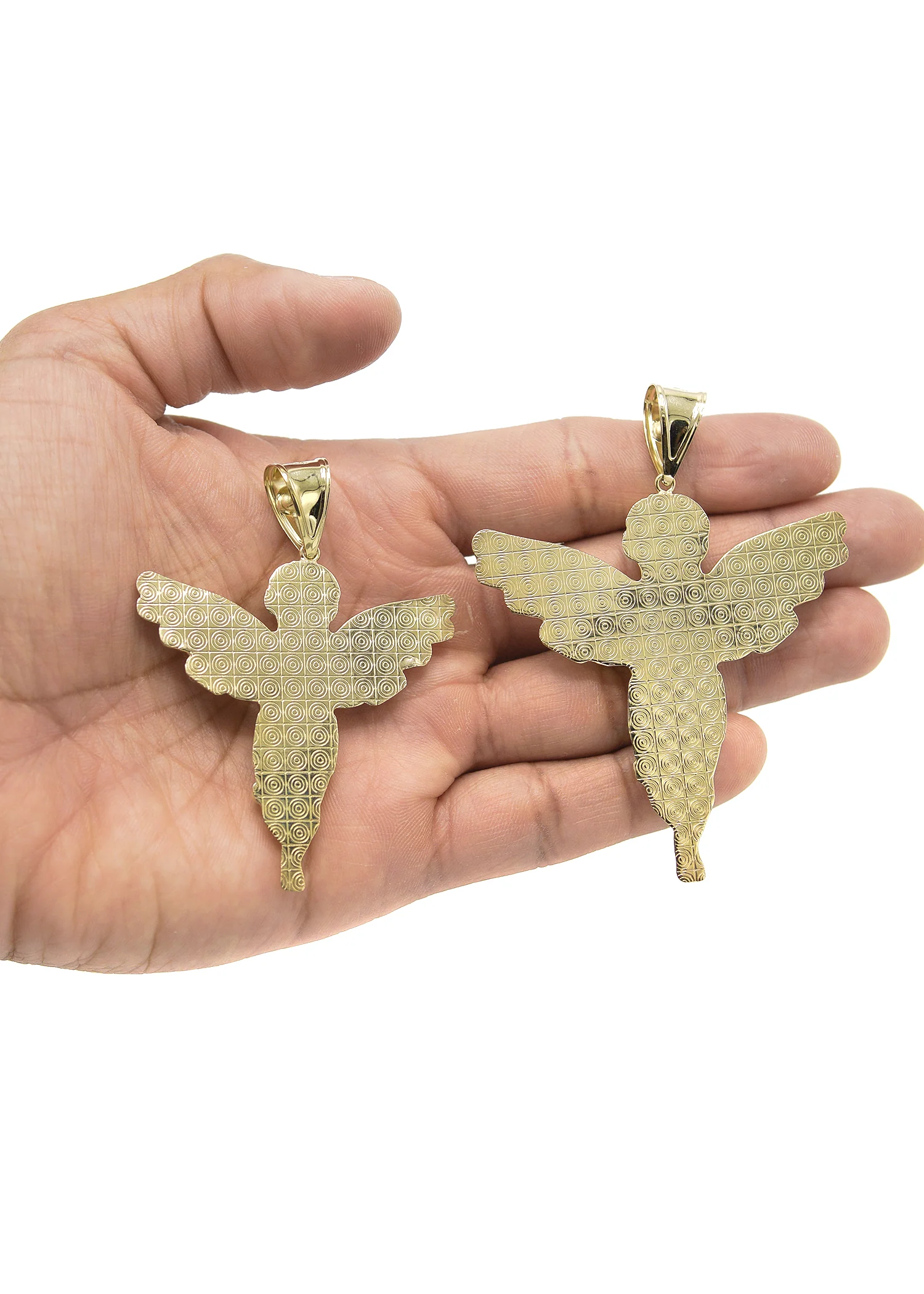 10K Gold Angel Pendant | Customizable Size - Image 4