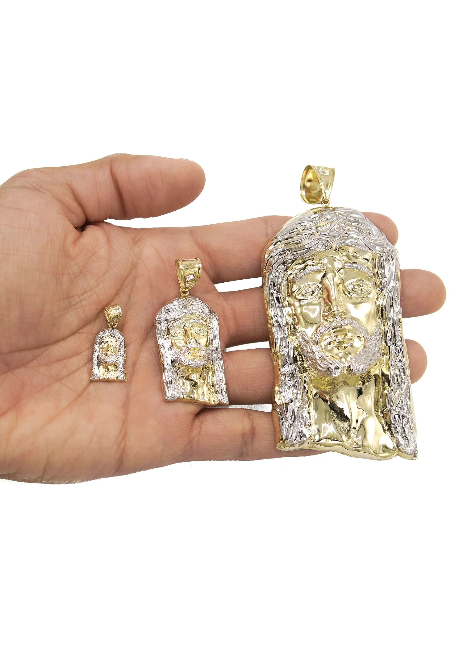 10K Gold Jesus Head Pendant  |  Customizable Size - Image 5