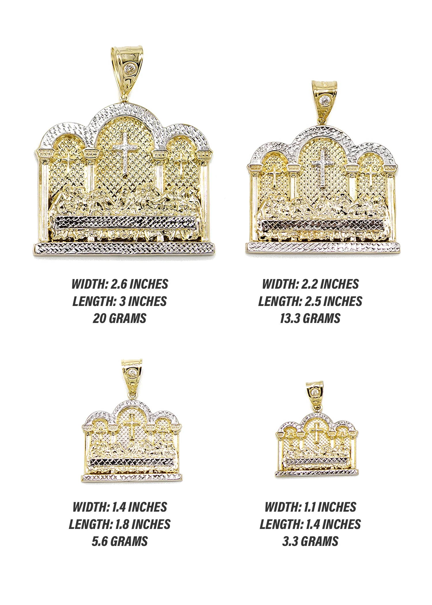 10K Gold Last Supper Pendant | Customizable Size - Image 2