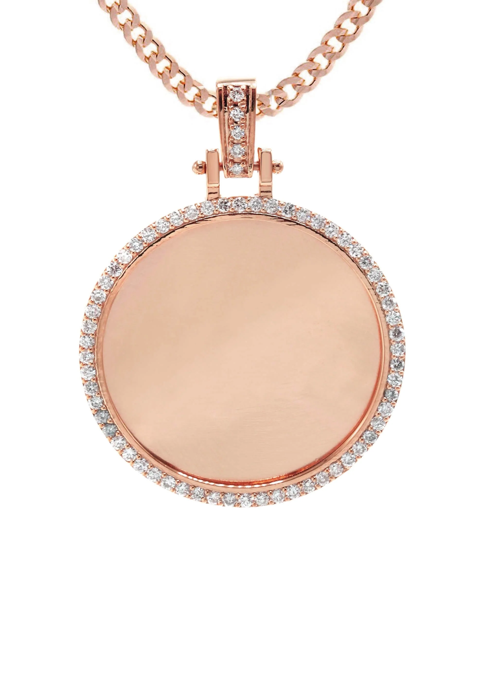 Diamond 10K/14K Rose Gold Large Round Picture Pendant Necklace | Appx. 0.65 Carat - Image 2