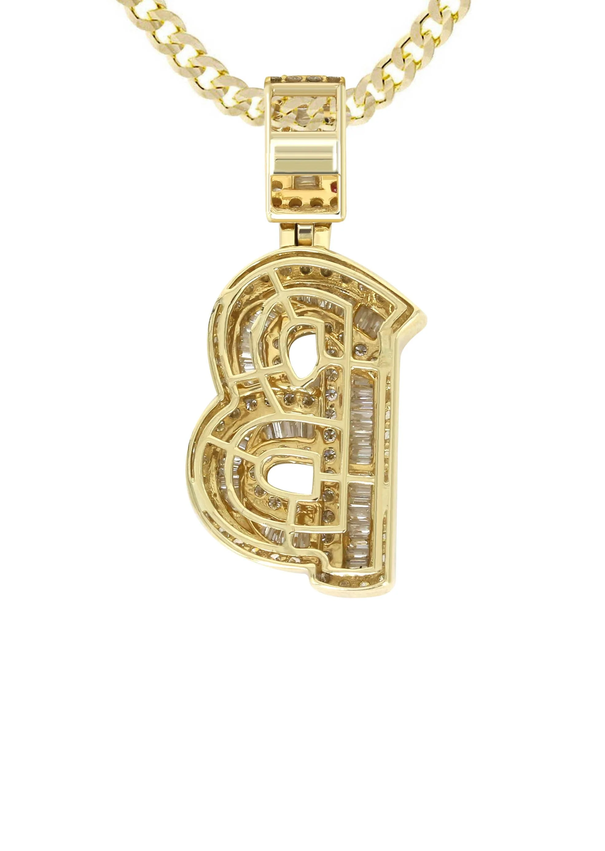 14K Yellow Gold Letter "B" Baguette Diamond Necklace | 2.15 Carats - Image 3