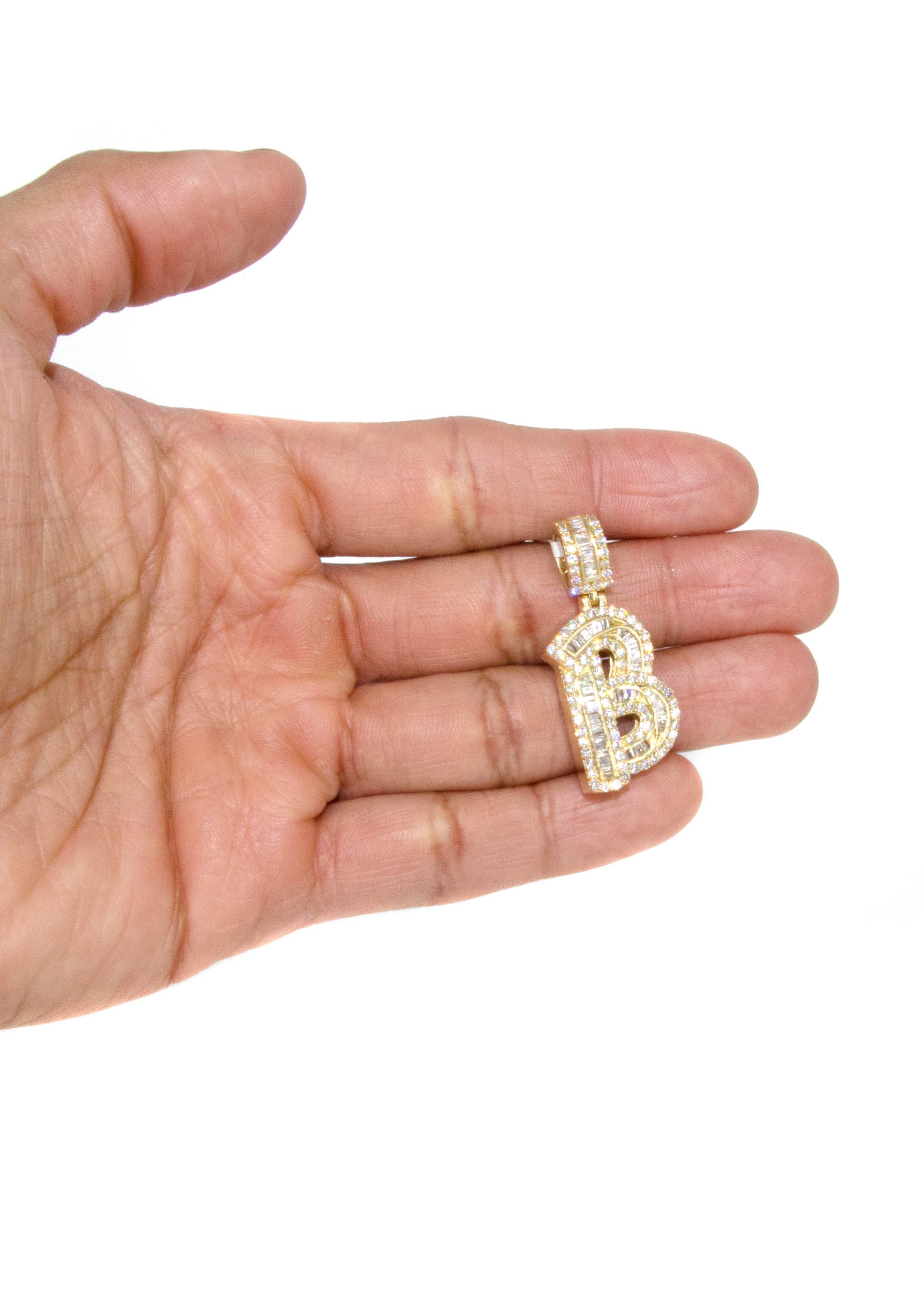 14K Yellow Gold Letter "B" Baguette Diamond Necklace | 2.15 Carats - Image 5