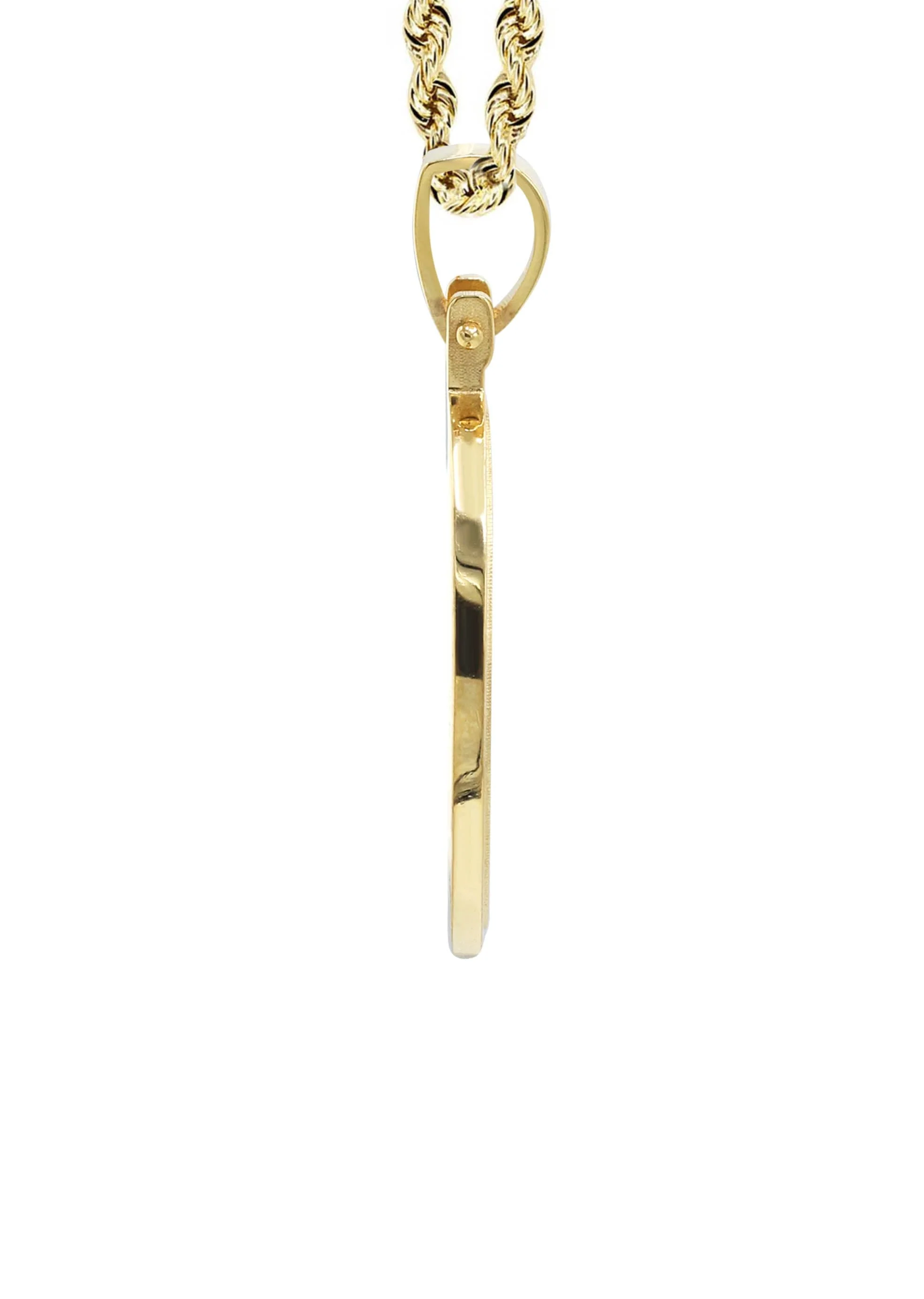 10K/14K Yellow Gold Large Round Picture Pendant Necklace - Image 4