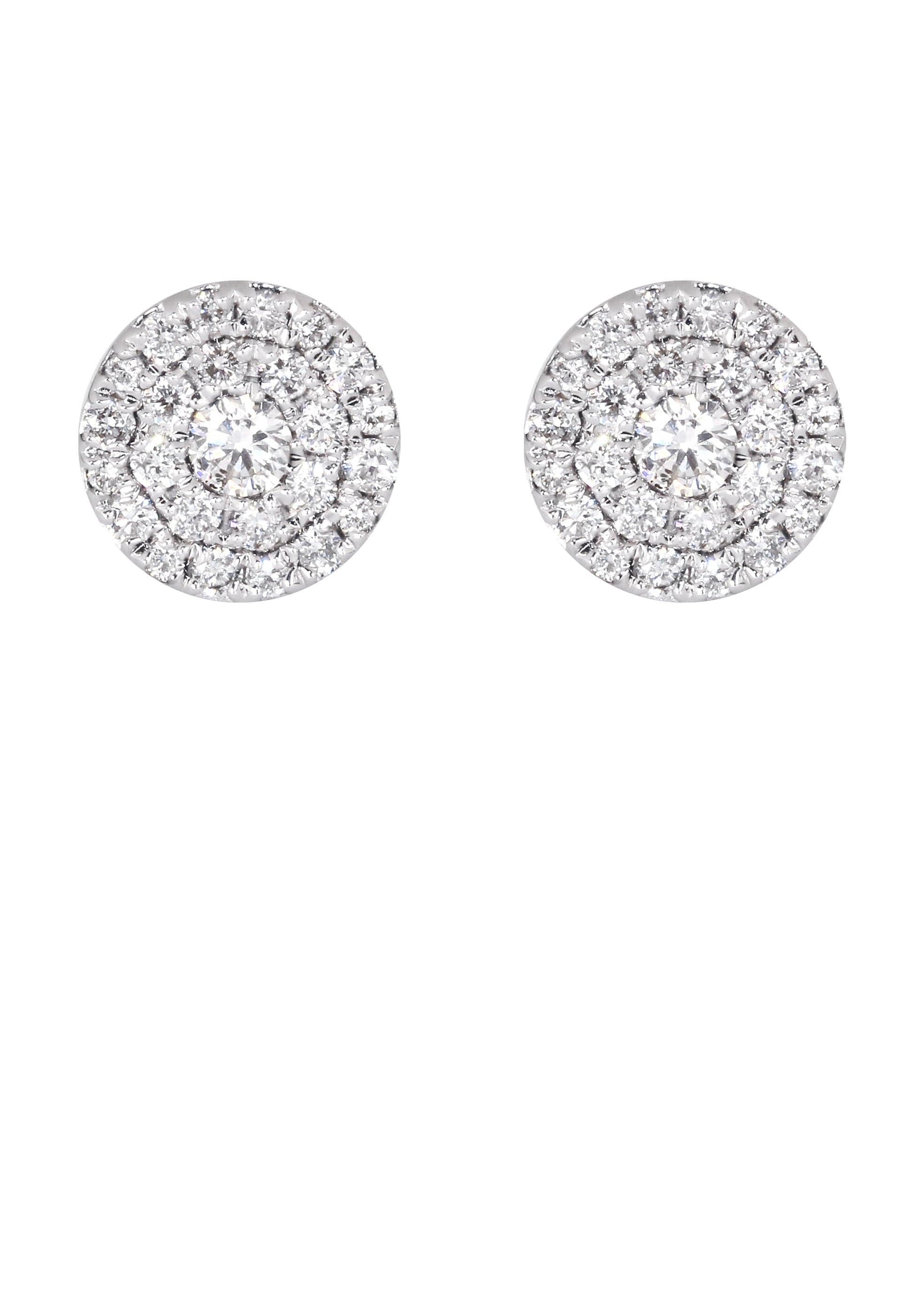 Mens Stud Diamond Earrings | 0.6 Carats 14K White Gold
