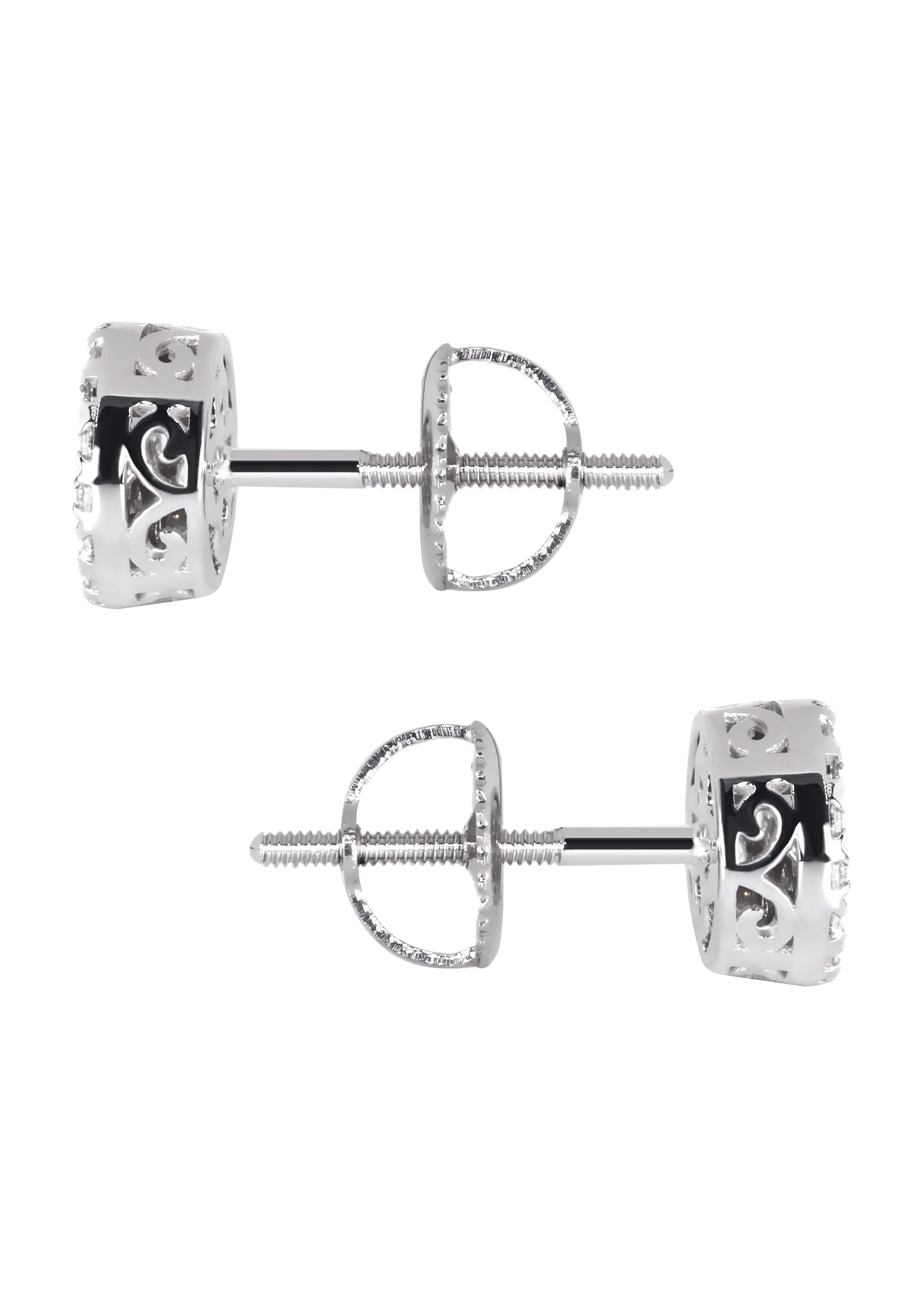 Mens Stud Diamond Earrings | 0.6 Carats 14K White Gold - Image 3