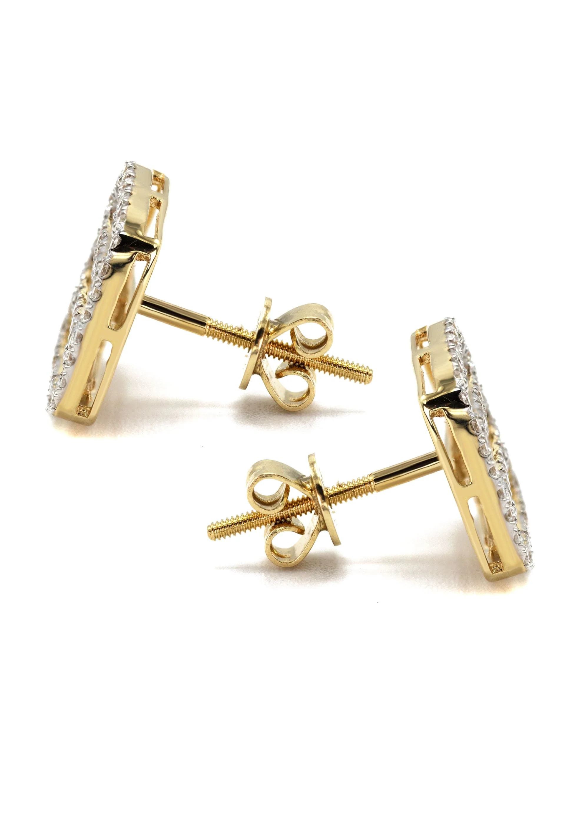 14K Yellow Gold Diamond Baguette Earrings For Men | 1.13 Carats | 2.7 Grams - Image 2