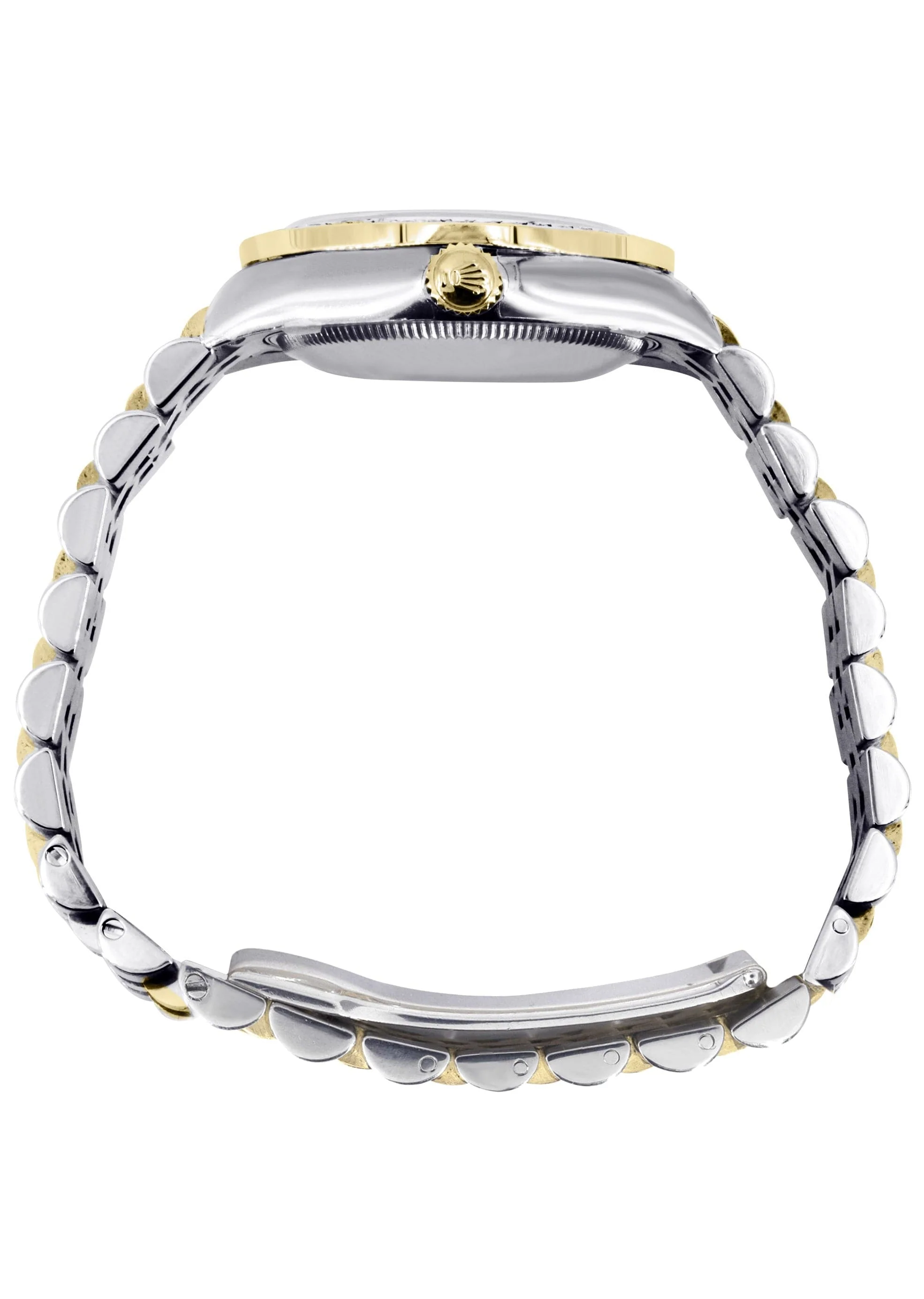 Diamond Gold Rolex Watch | 68273 | Fluted Bezel | 31MM | Grey Diamond Dial | Jubilee Band - Image 6