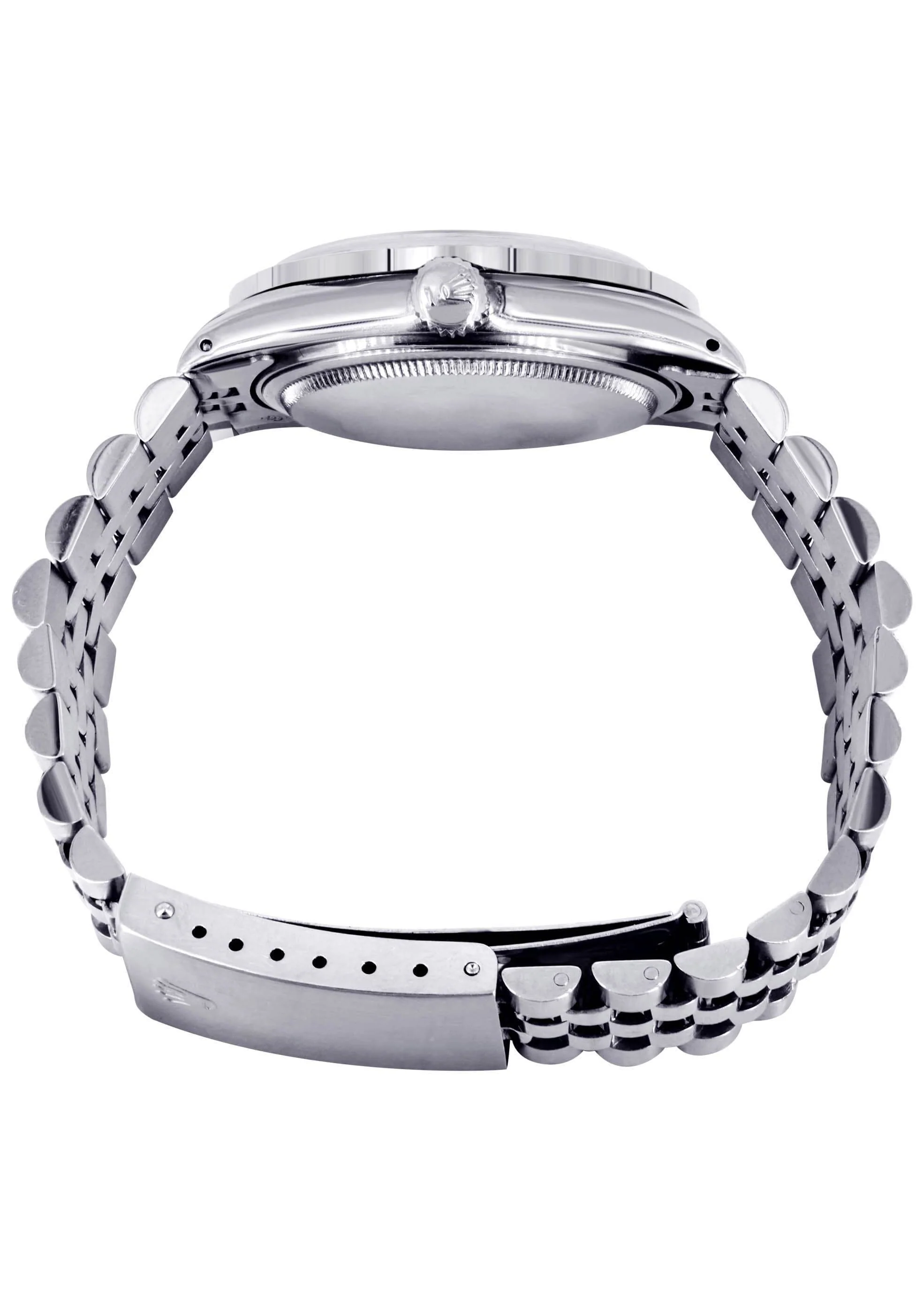 Diamond Gold Rolex Watch For Men 16200 | 36Mm | Rainbow Sapphire Bezel | Green Roman Numeral Dial | Jubilee Band - Image 5
