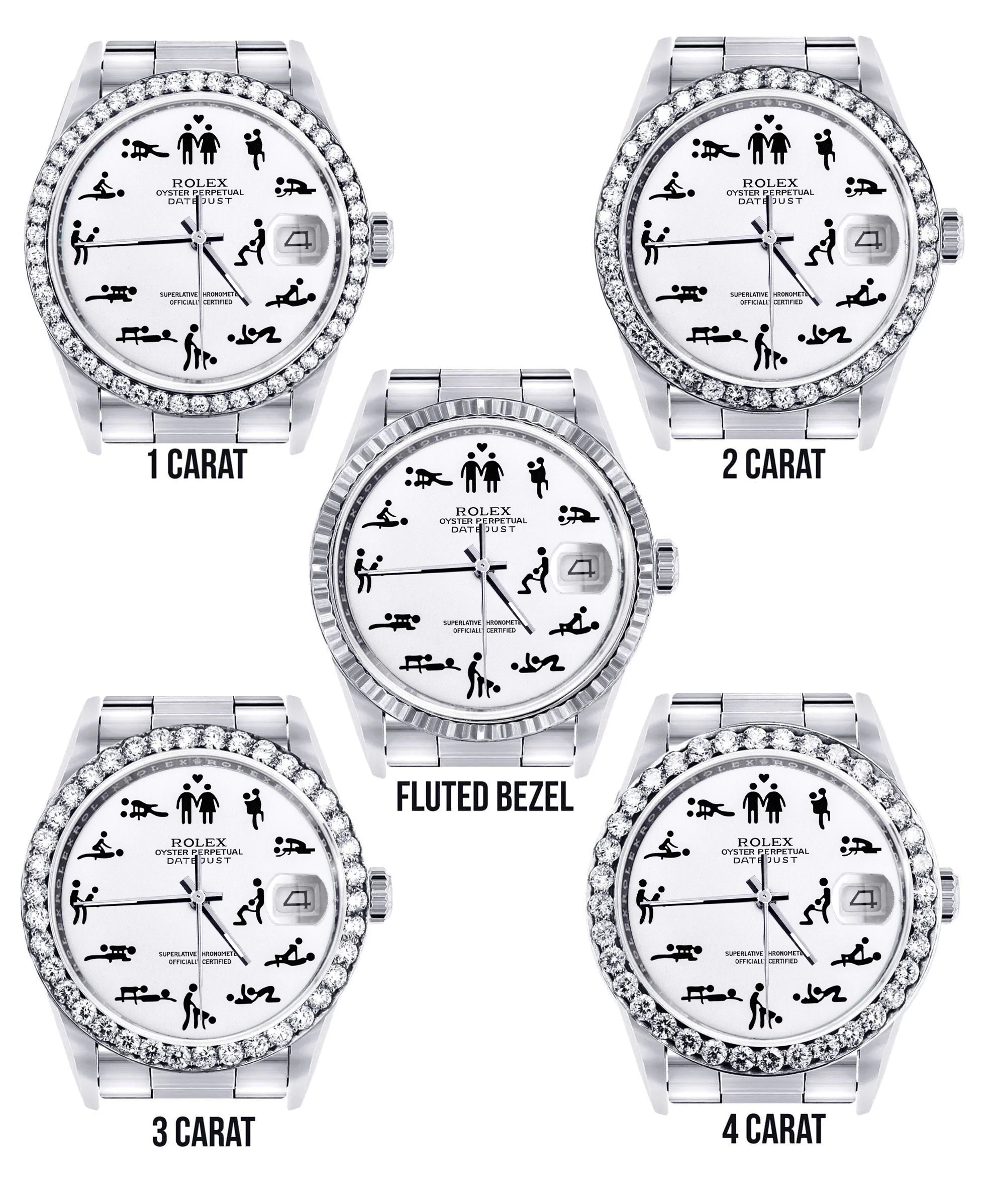 Diamond Mens Rolex Datejust Watch 16200 | 36Mm | Custom Erotic Dial | Oyster Band - Image 3