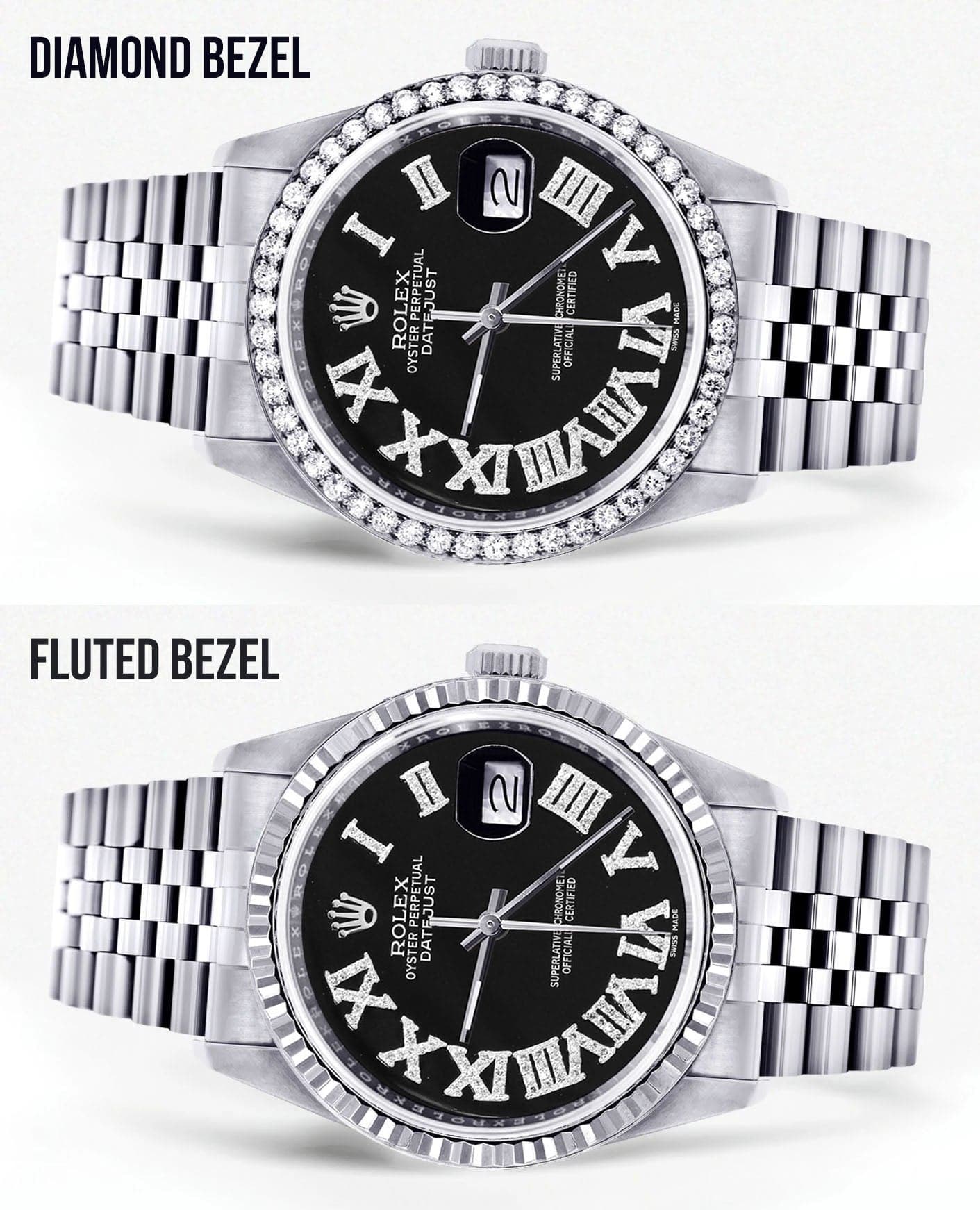 Diamond Mens Rolex Datejust Watch 16200 | 36Mm | Black Roman Numeral Dial | Jubilee Band - Image 2