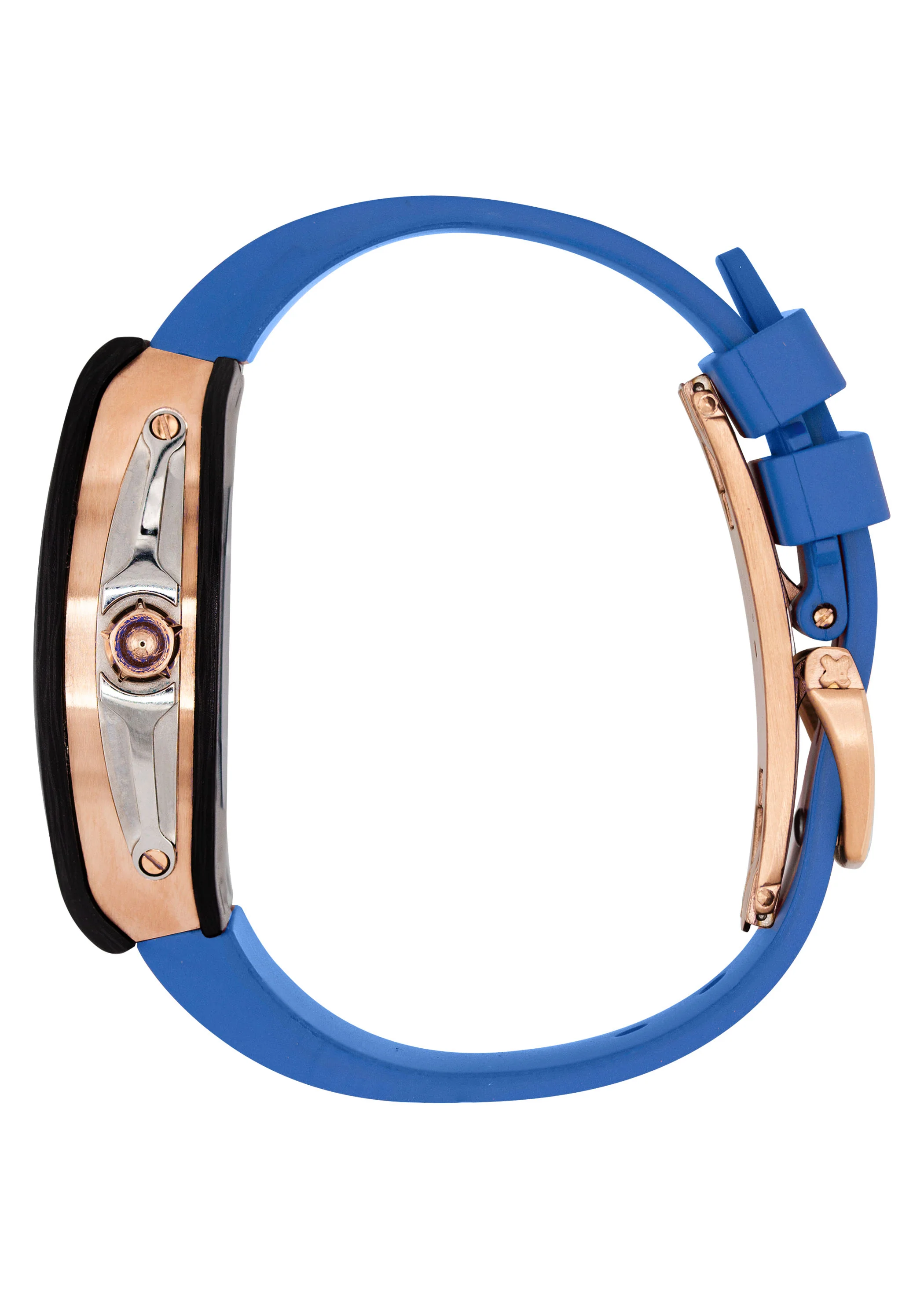 Frost NYC Mens Watch - Automatic Skeleton Carbon Fiber Rose Sport Watch | FRST-01-CFR | Blue - Image 2