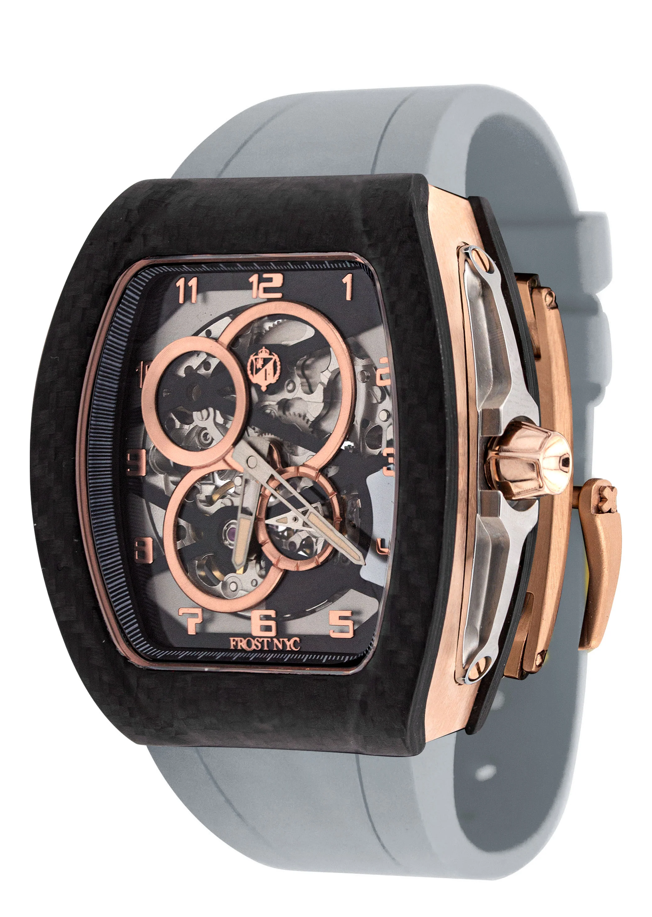 Frost NYC Mens Watch - Automatic Skeleton Carbon Fiber Rose Sport Watch | FRST-01-CFR | Gray - Image 4