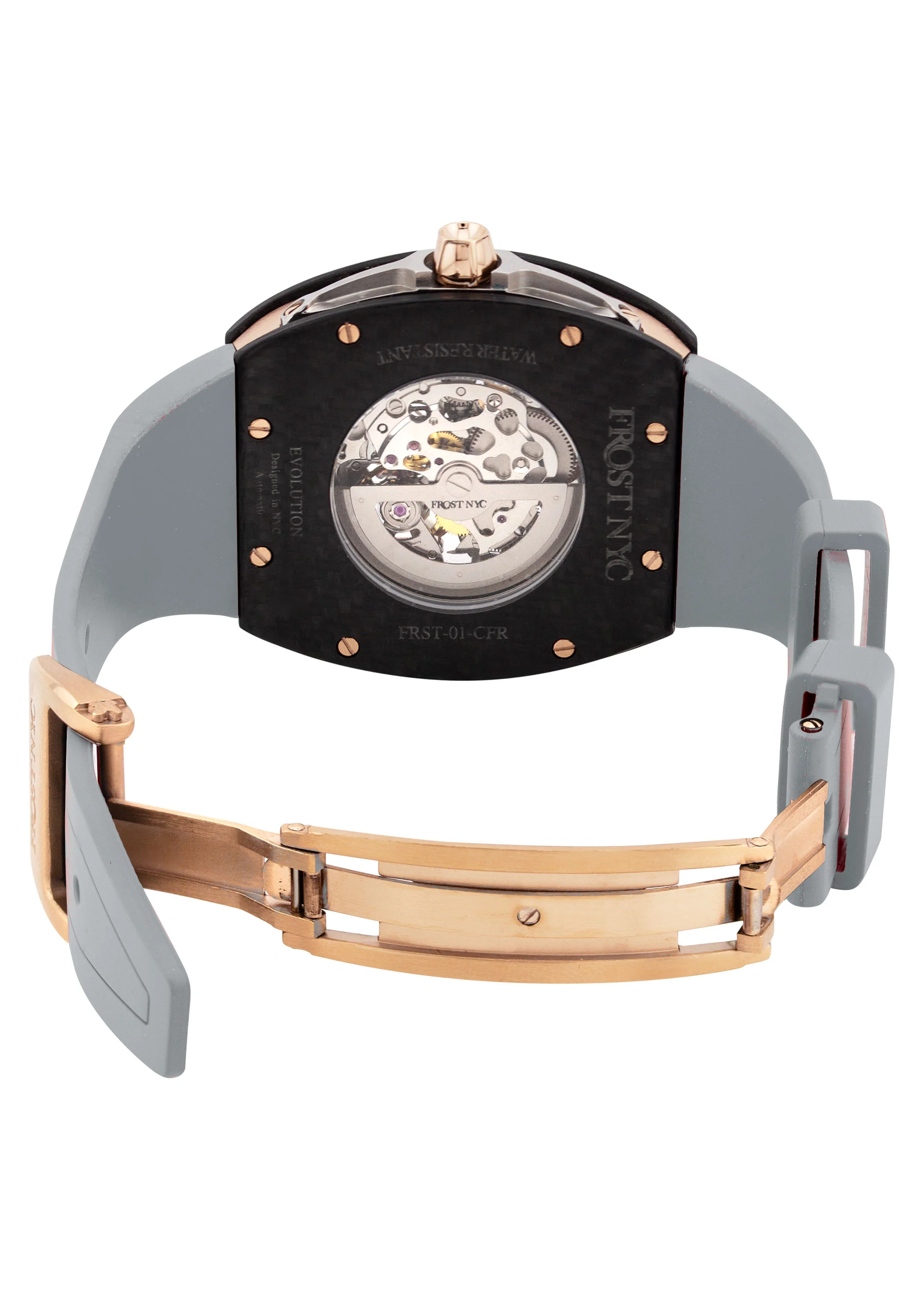 Frost NYC Mens Watch - Automatic Skeleton Carbon Fiber Rose Sport Watch | FRST-01-CFR | Gray - Image 7