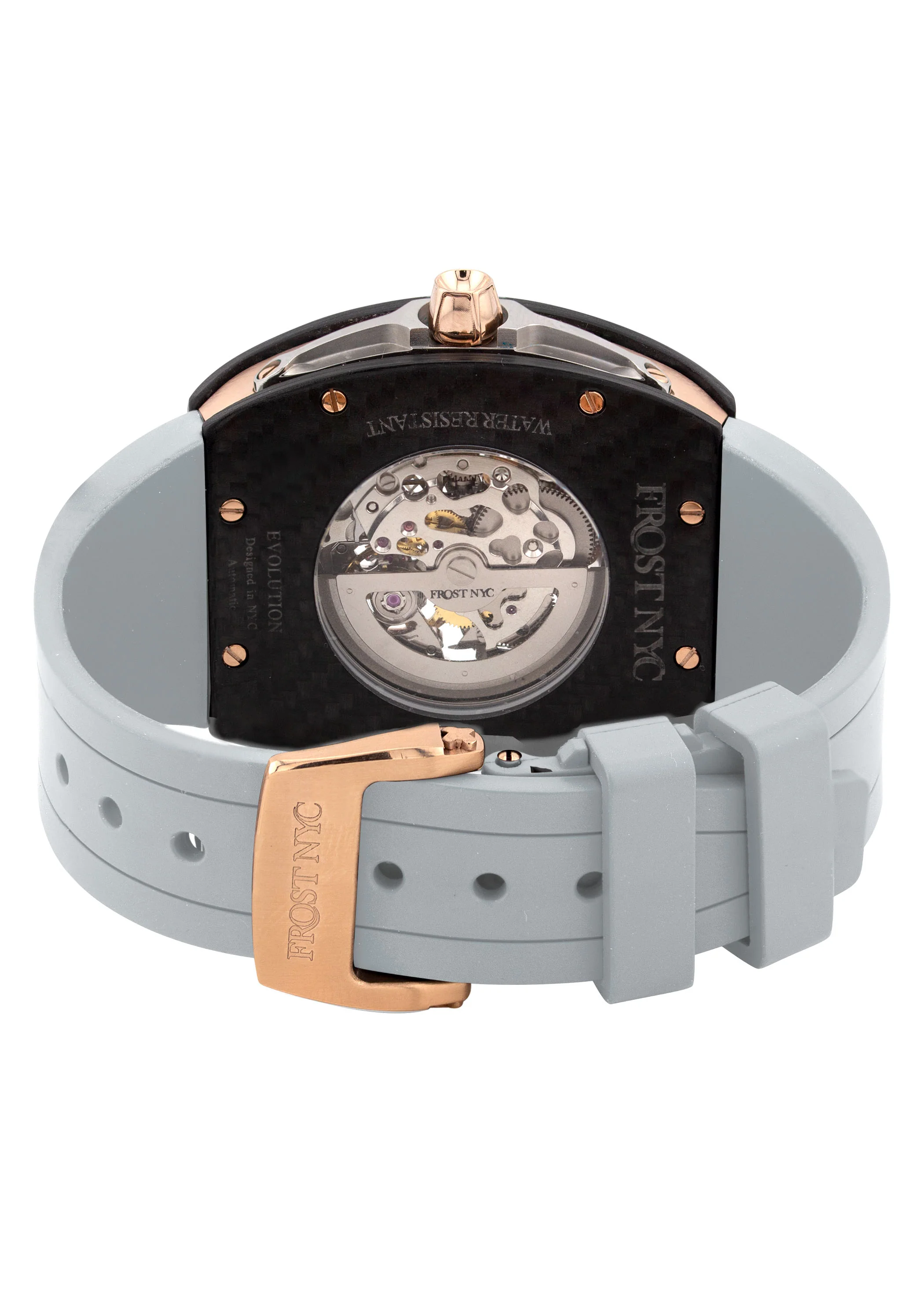 Frost NYC Mens Watch - Automatic Skeleton Carbon Fiber Rose Sport Watch | FRST-01-CFR | Gray - Image 8