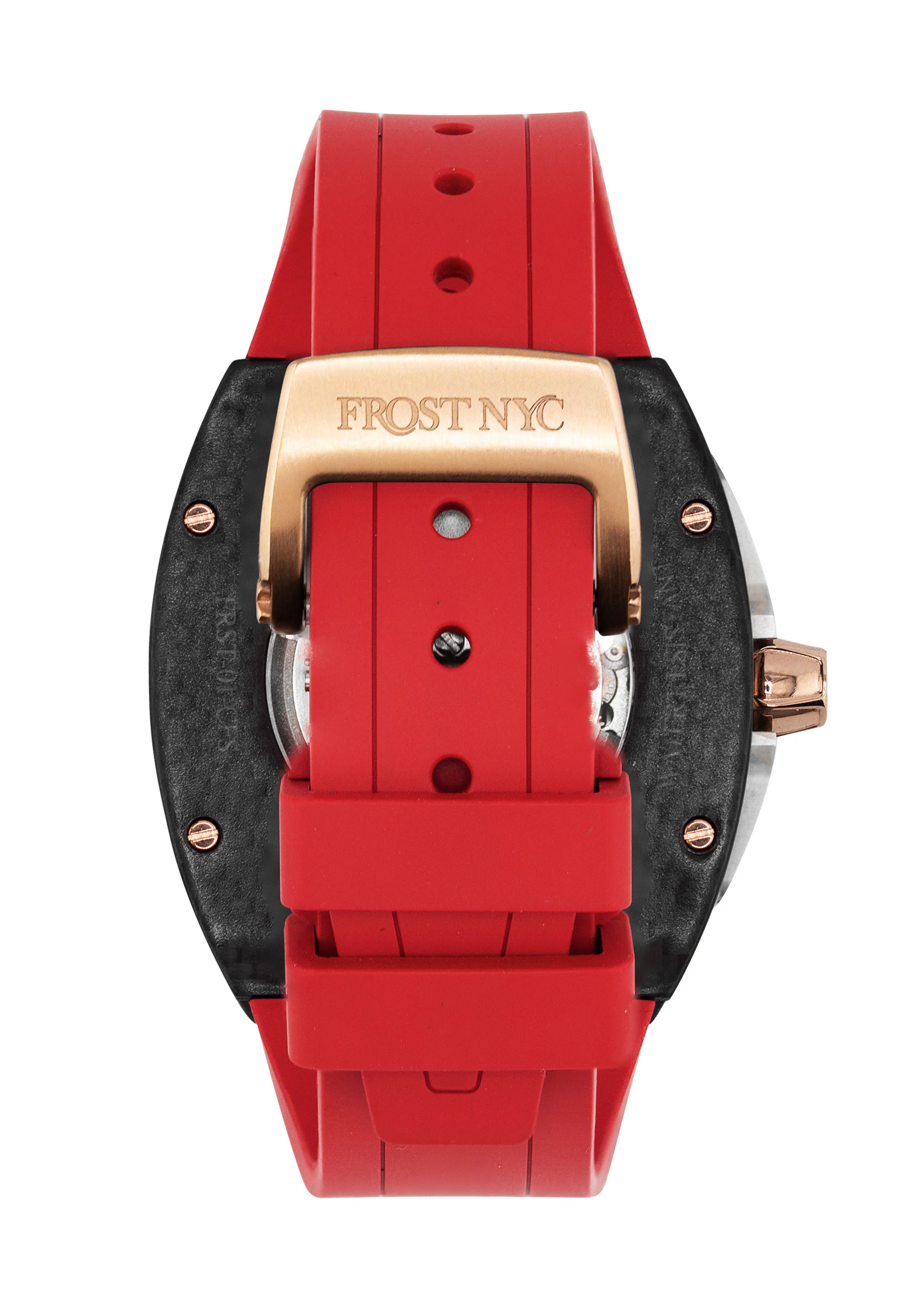 Frost NYC Mens Watch - Automatic Skeleton Carbon Fiber Rose Sport Watch | FRST-01-CFR | Red - Image 5