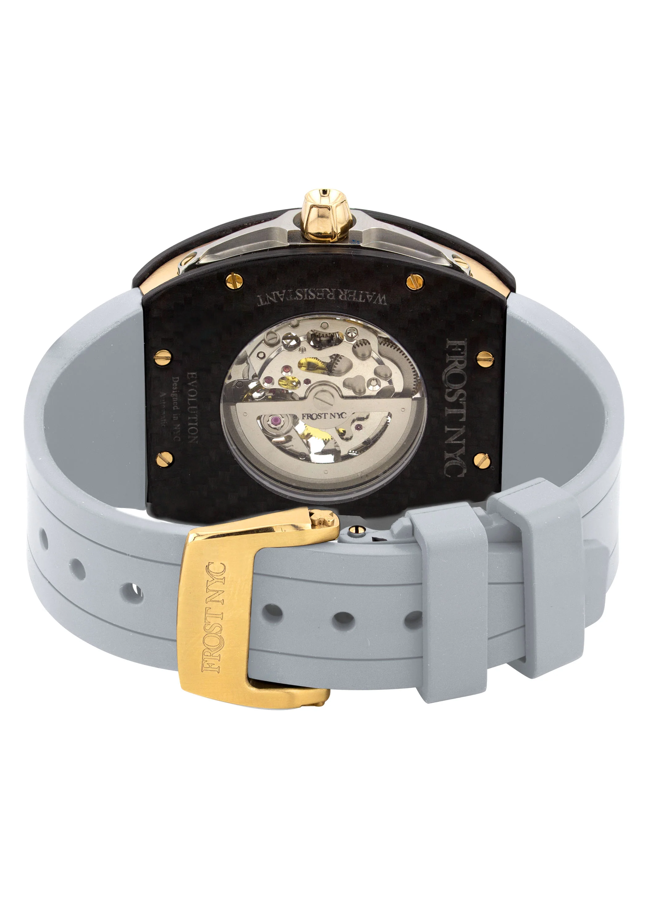 Frost NYC Mens Watch - Automatic Skeleton Carbon Fiber Sport Gold Watch | FRST-01-CFY| Gray - Image 8