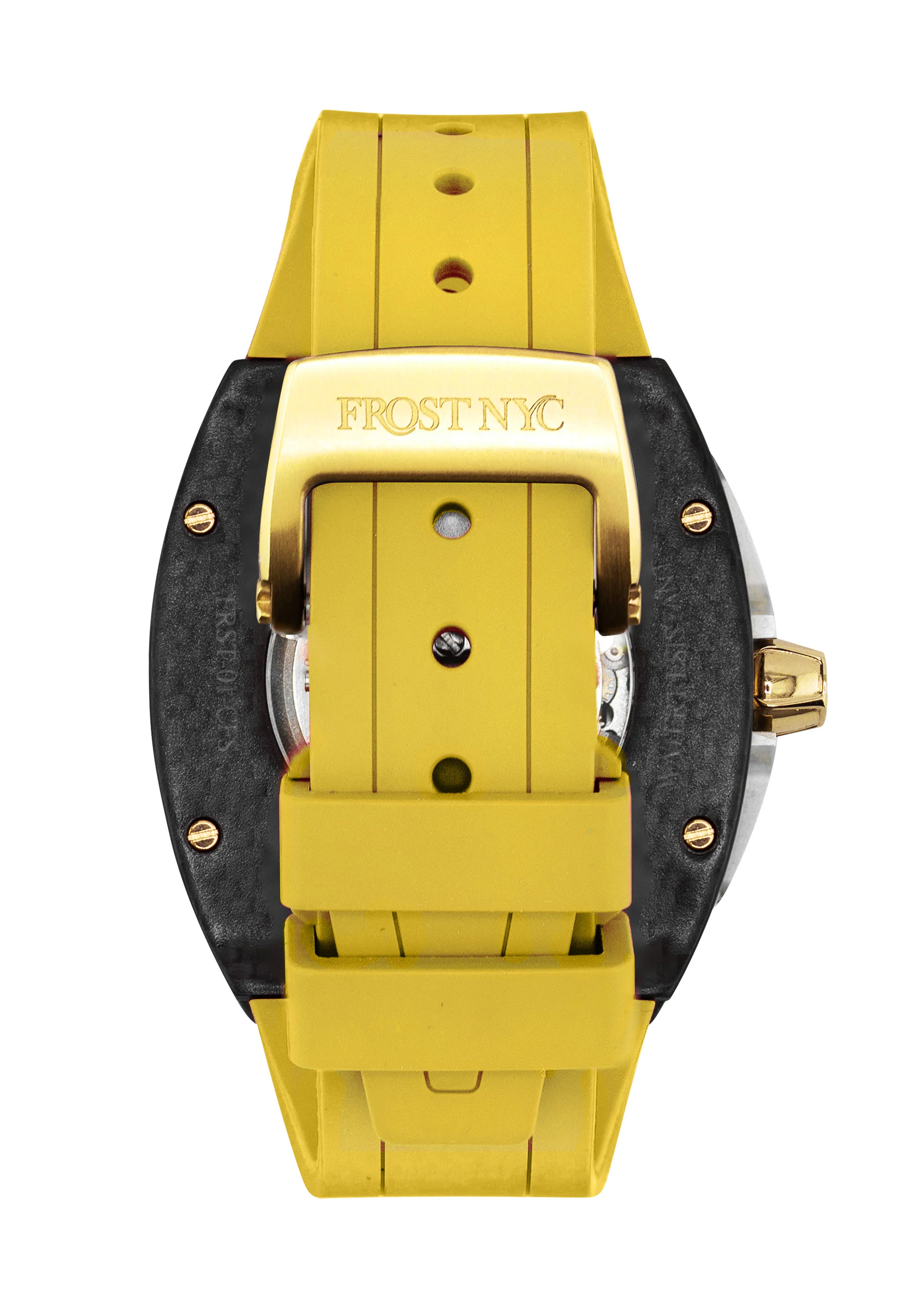 Frost NYC Mens Watch - Automatic Skeleton Carbon Fiber Sport Gold Watch | FRST-01-CFY| Yellow - Image 5