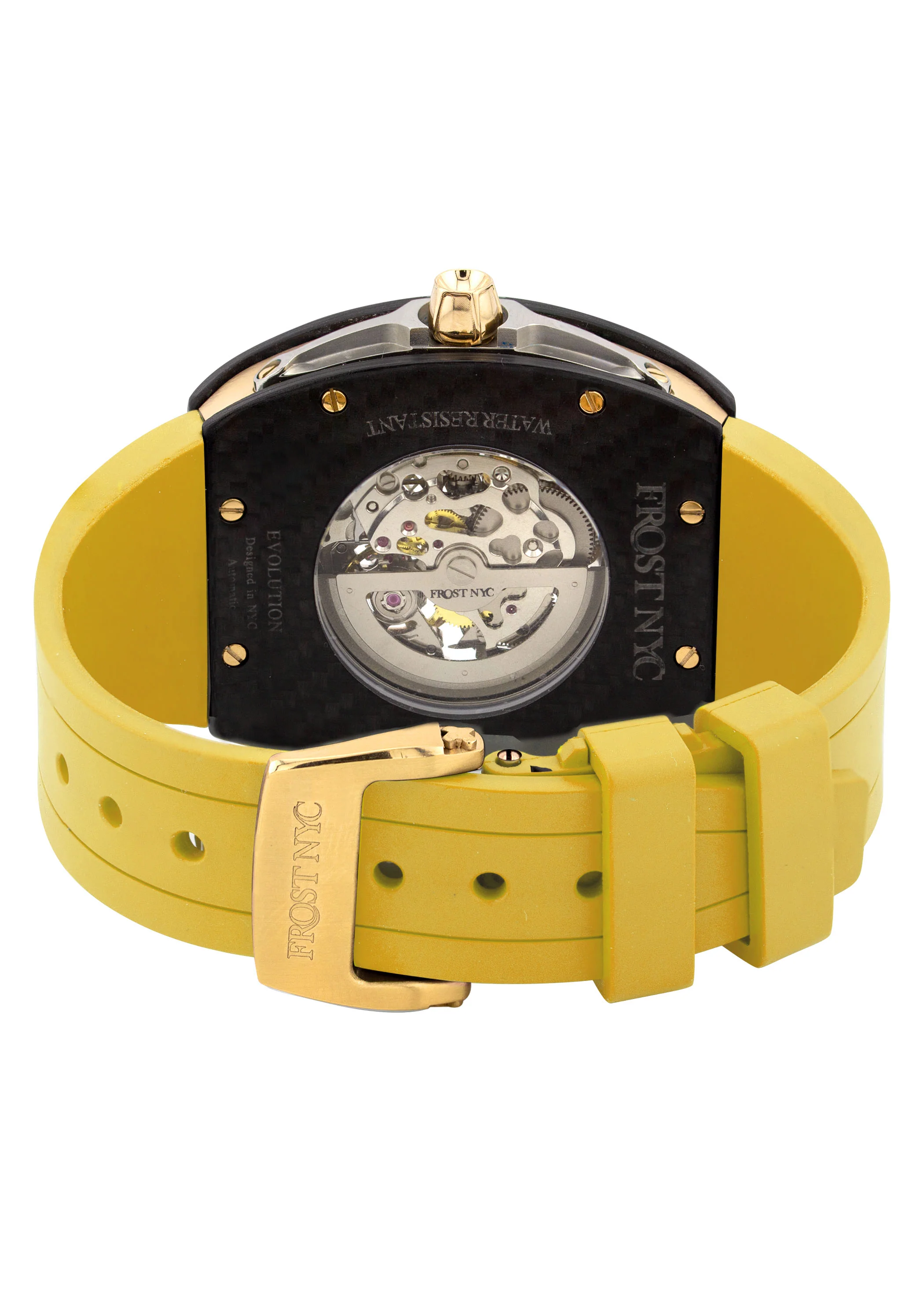 Frost NYC Mens Watch - Automatic Skeleton Carbon Fiber Sport Gold Watch | FRST-01-CFY| Yellow - Image 8