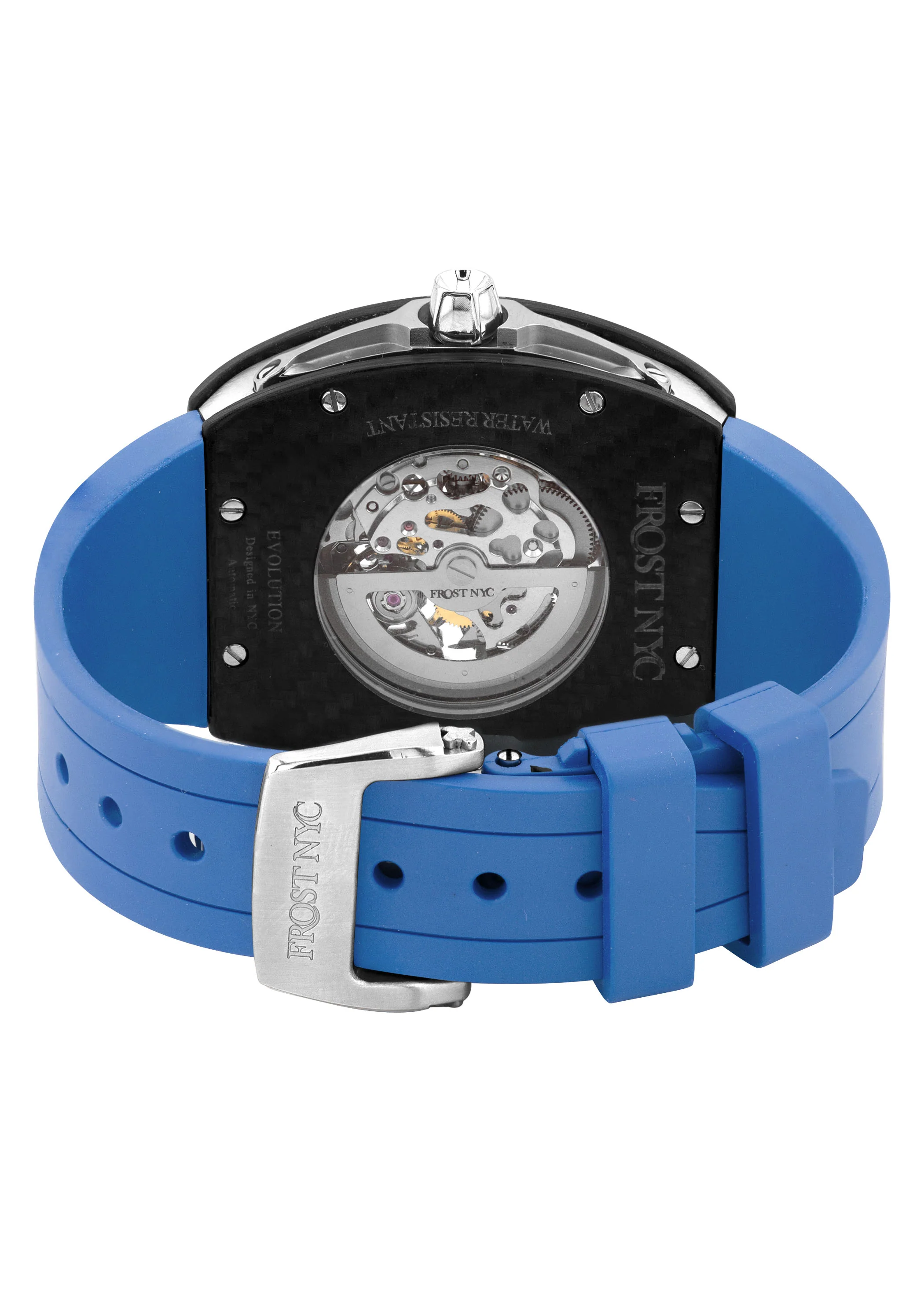 Frost NYC Mens Watch - Automatic Skeleton Carbon Fiber Sport Watch | FRST-01-CFS | Blue - Image 8