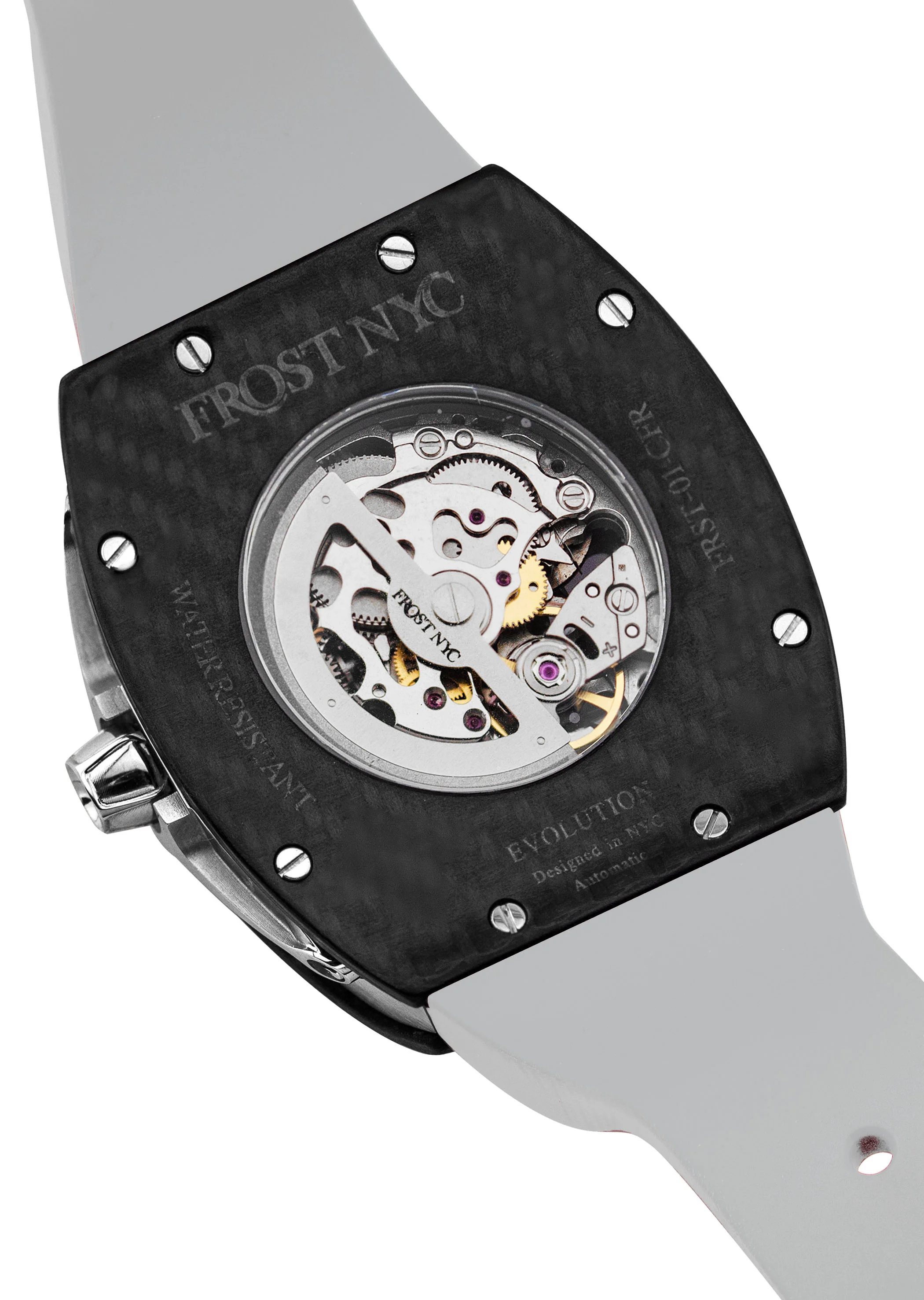 Frost NYC Mens Watch - Automatic Skeleton Carbon Fiber Sport Watch | FRST-01-CFS | Gray - Image 6