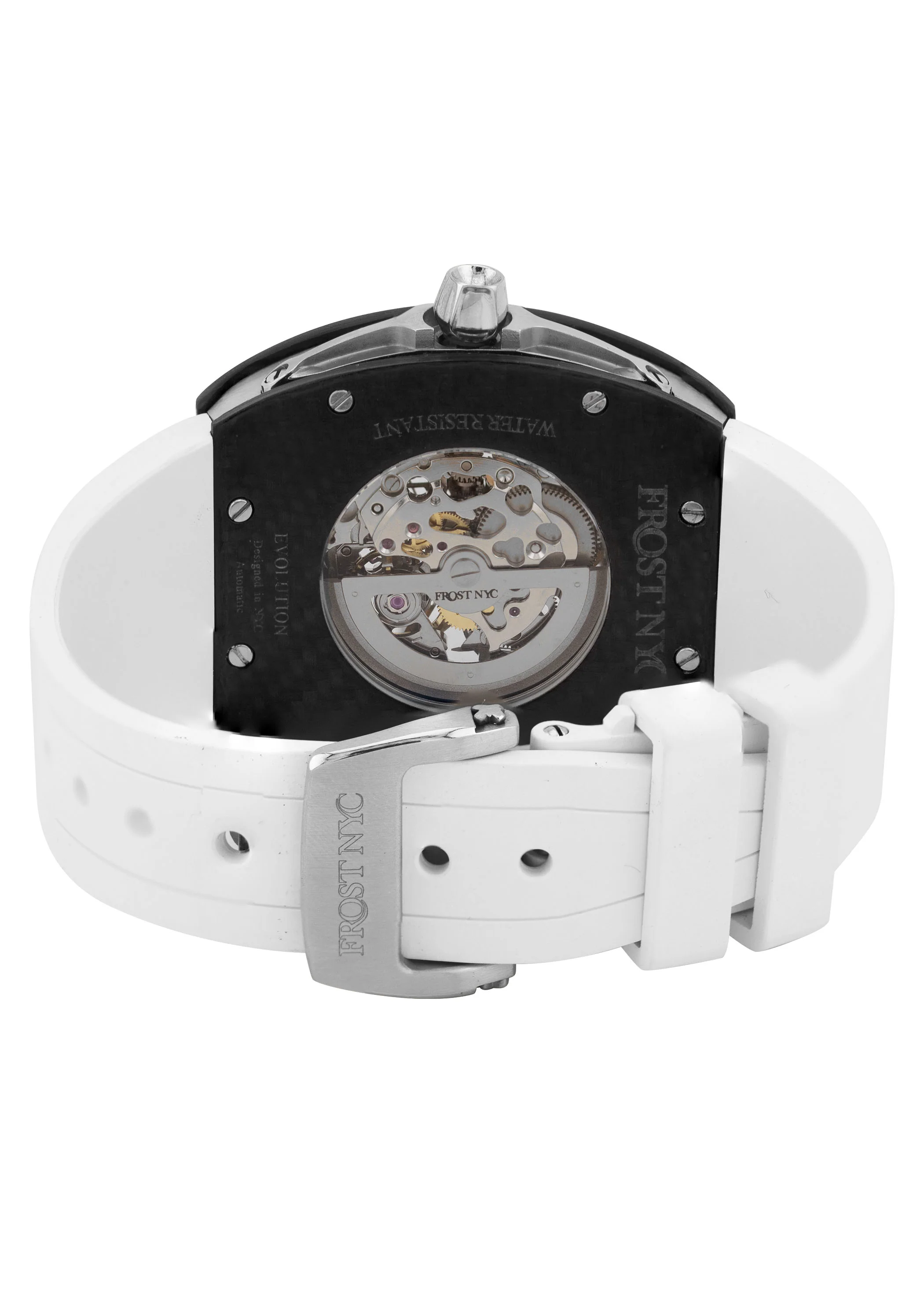 Frost NYC Mens Watch - Automatic Skeleton Carbon Fiber Sport Watch | FRST-01-CFS | White - Image 10