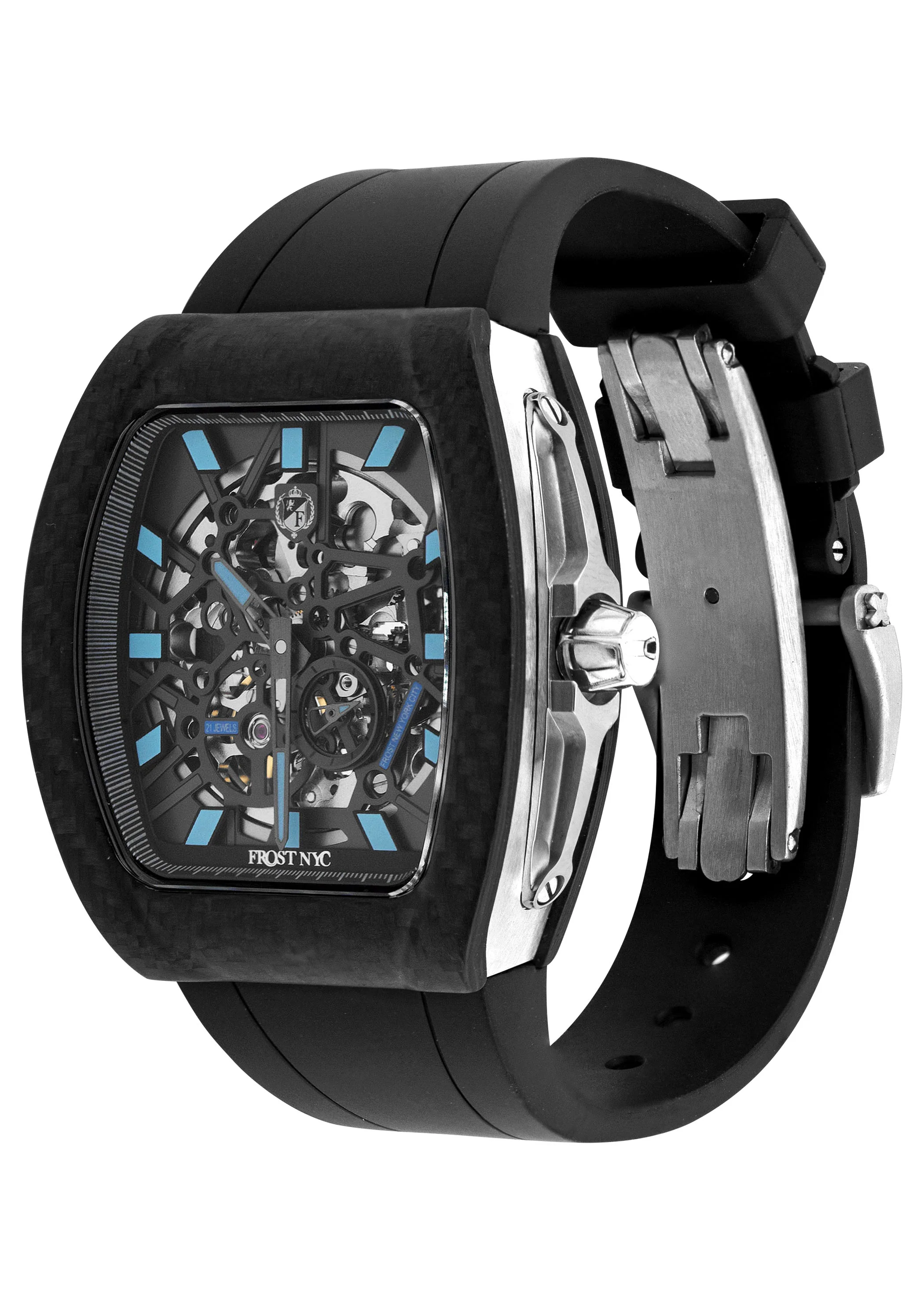 Frost NYC Mens Watch - Automatic Skeleton Carbon Fiber Sport Watch | FRST-01-CFS | Black - Image 4