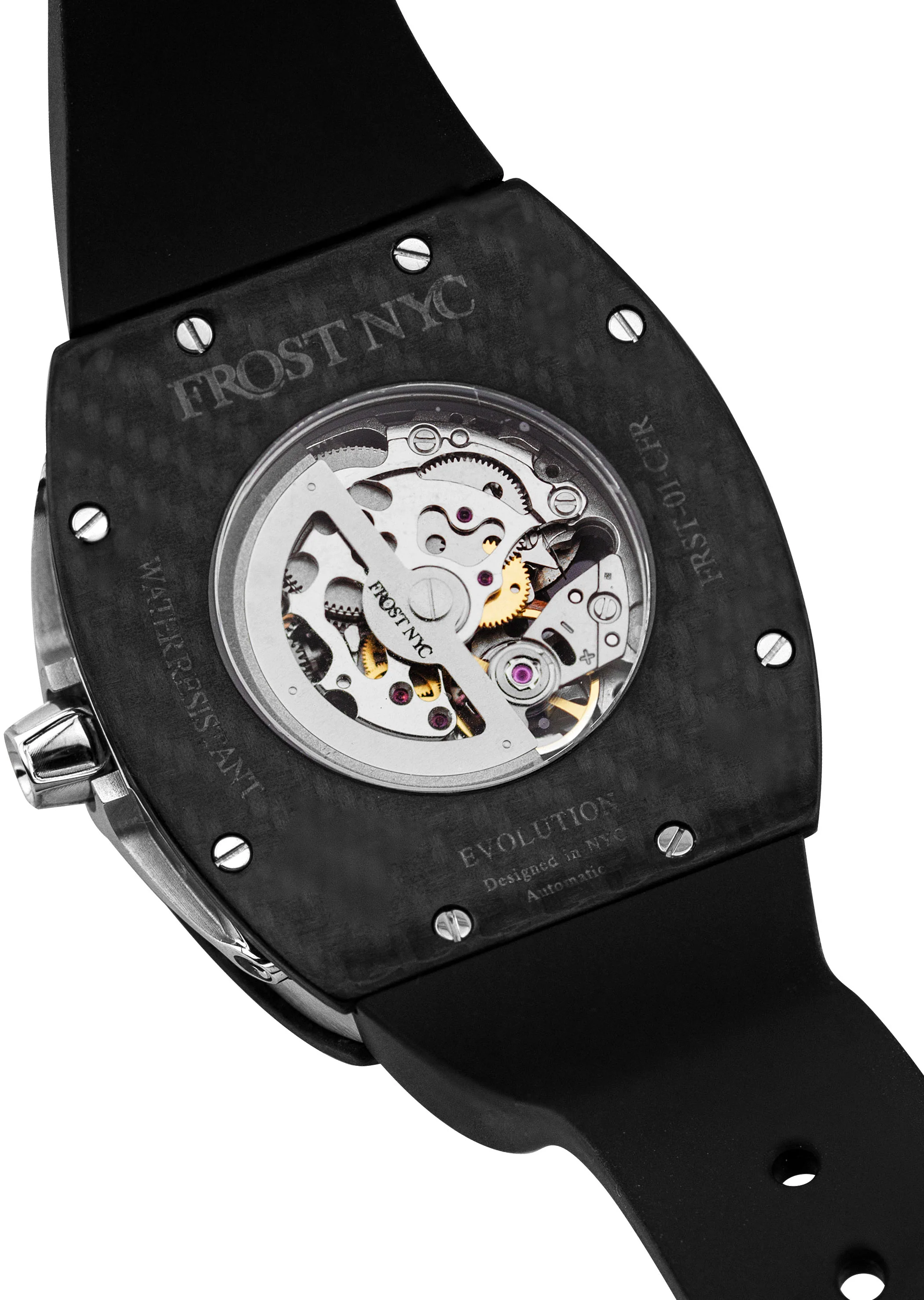Frost NYC Mens Watch - Automatic Skeleton Carbon Fiber Sport Watch | FRST-01-CFS | Black - Image 6
