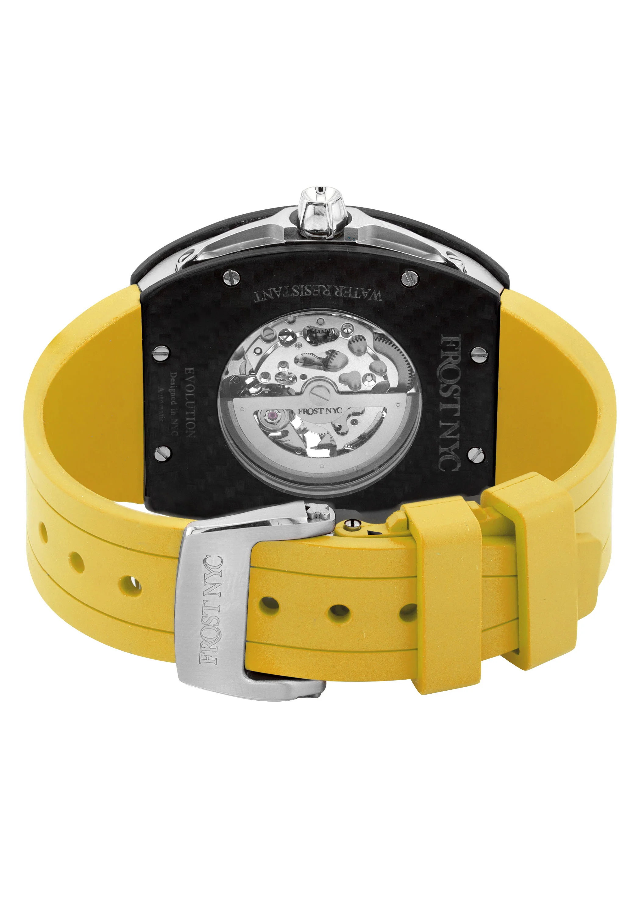 Frost NYC Mens Watch - Automatic Skeleton Carbon Fiber Sport Watch | FRST-01-CFS | Yellow - Image 8