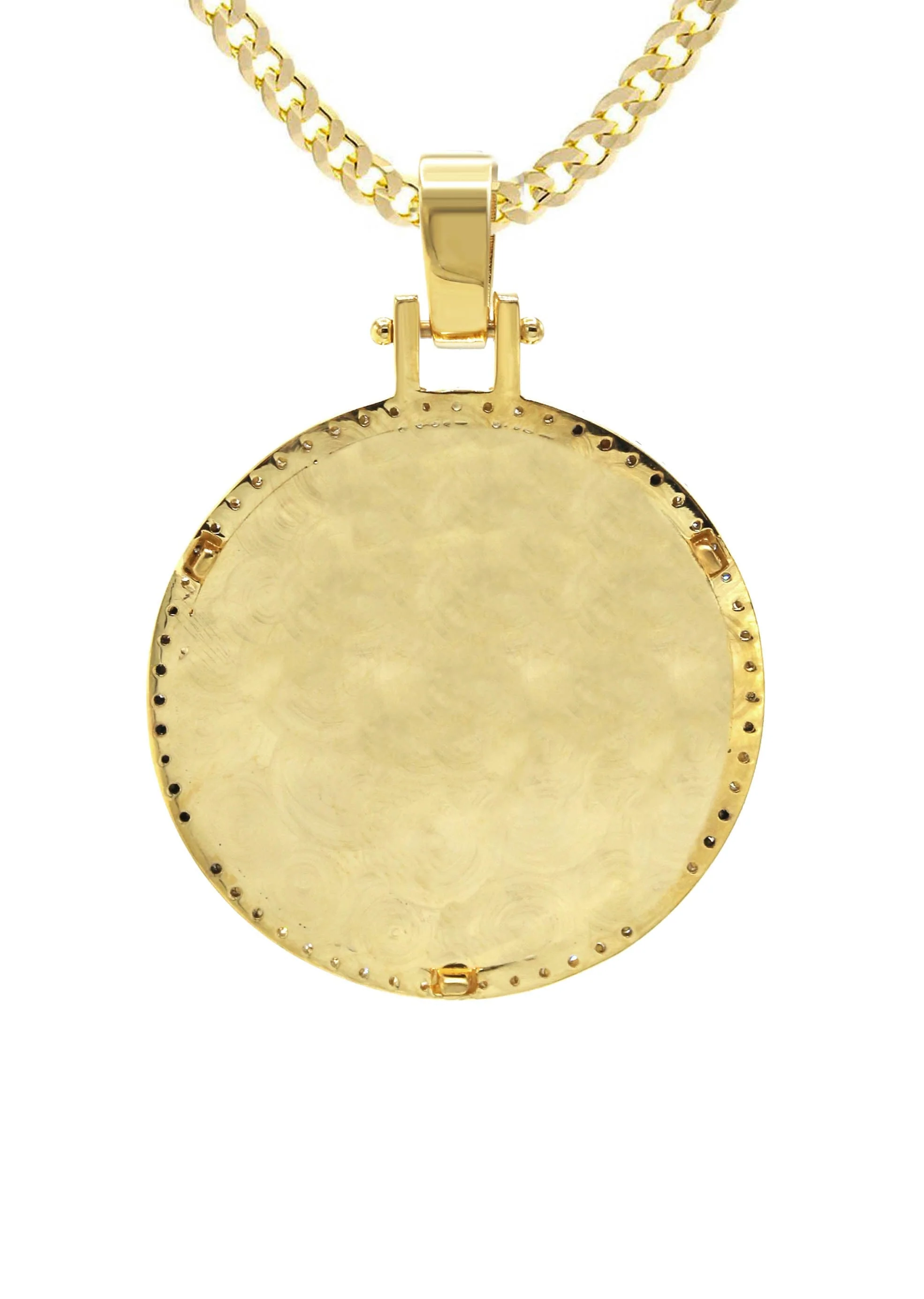 Diamond 10K/14K Yellow Gold Large Round Picture Pendant Necklace | Appx. 0.65 Carat - Image 3