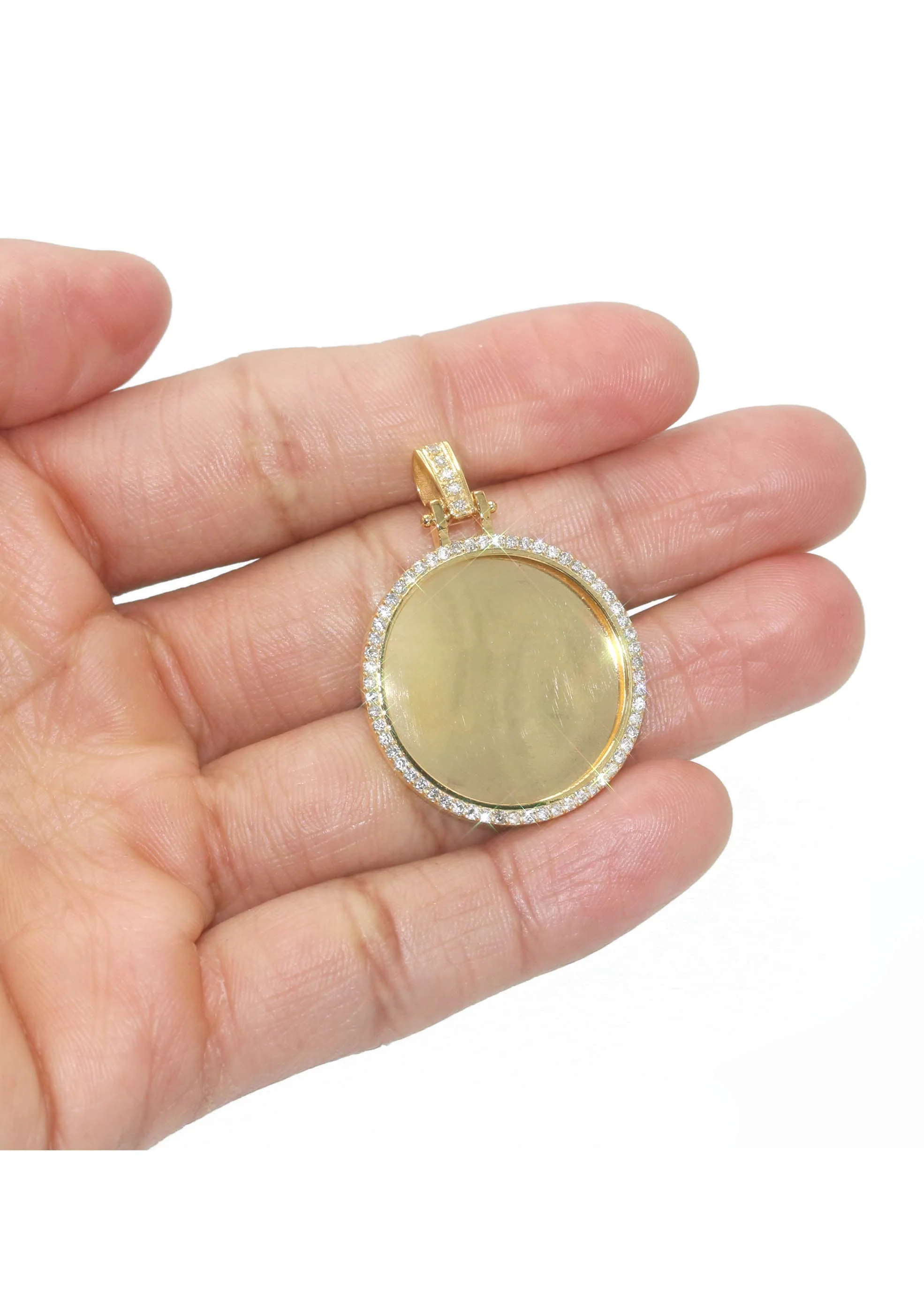 Diamond 10K/14K Yellow Gold Large Round Picture Pendant Necklace | Appx. 0.65 Carat - Image 5