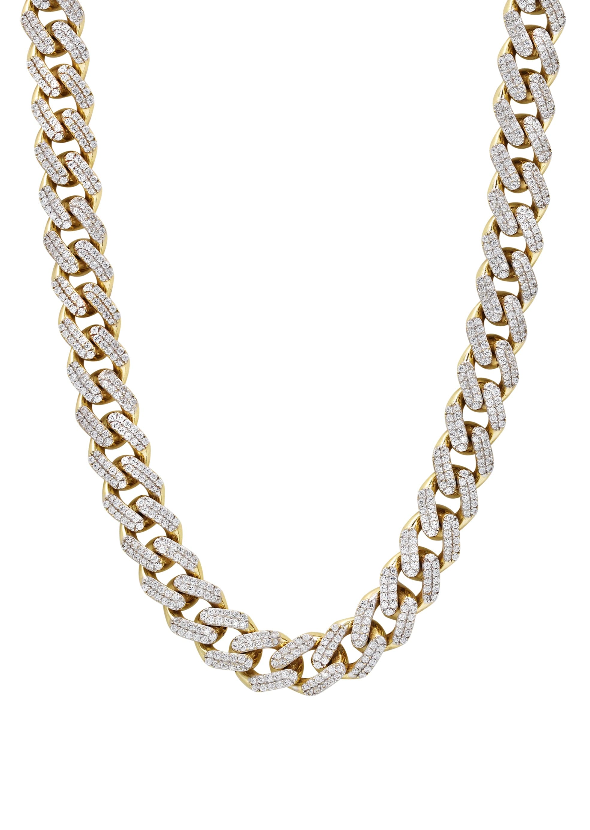 Iced Out Gold Chain - Mens Cz Semi Solid Miami Cuban Link Chain 10K/14K Gold - Image 2