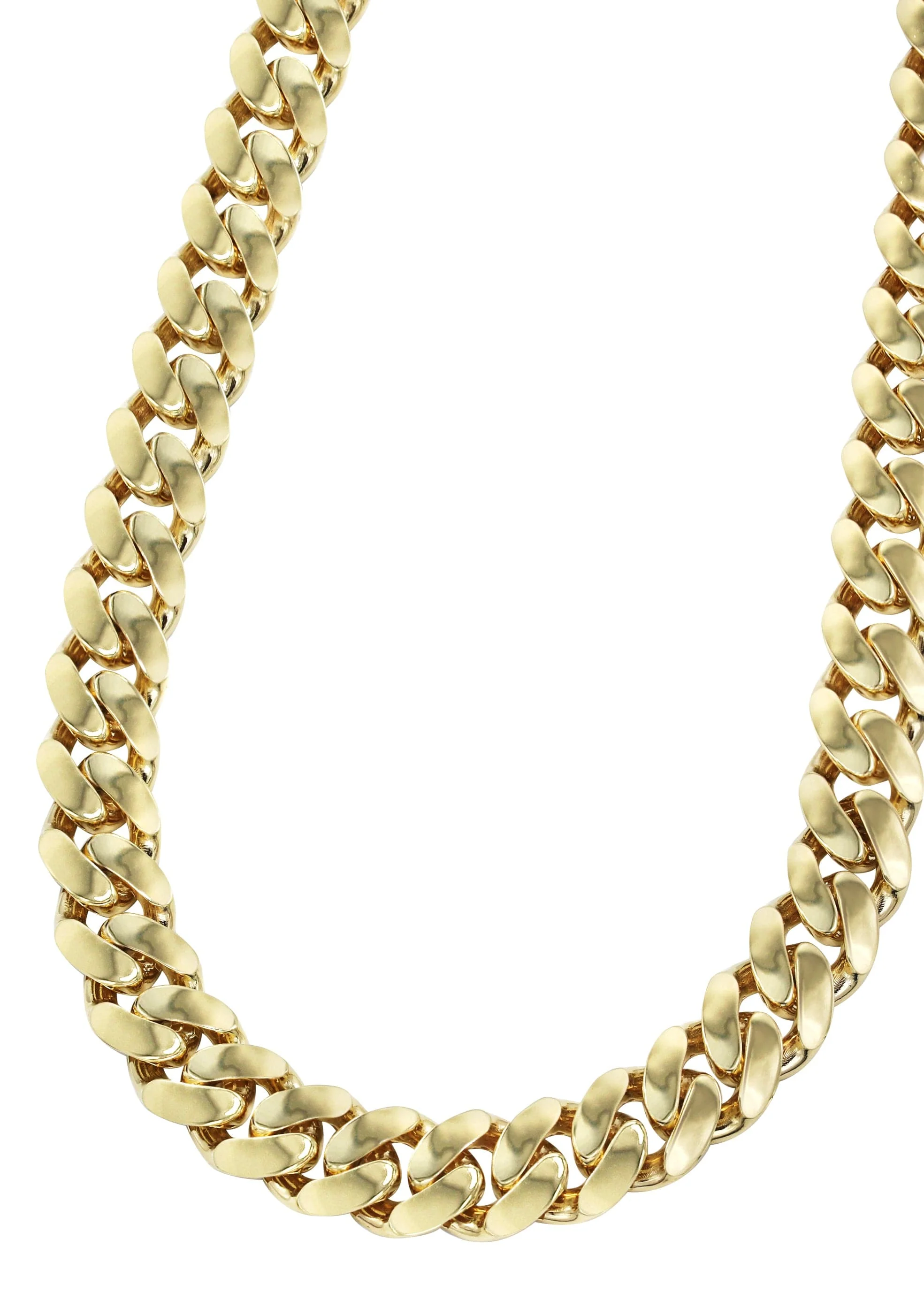 Gold Chain - Mens Semi Solid Monaco Miami Cuban Link Chain 10K/14K Gold
