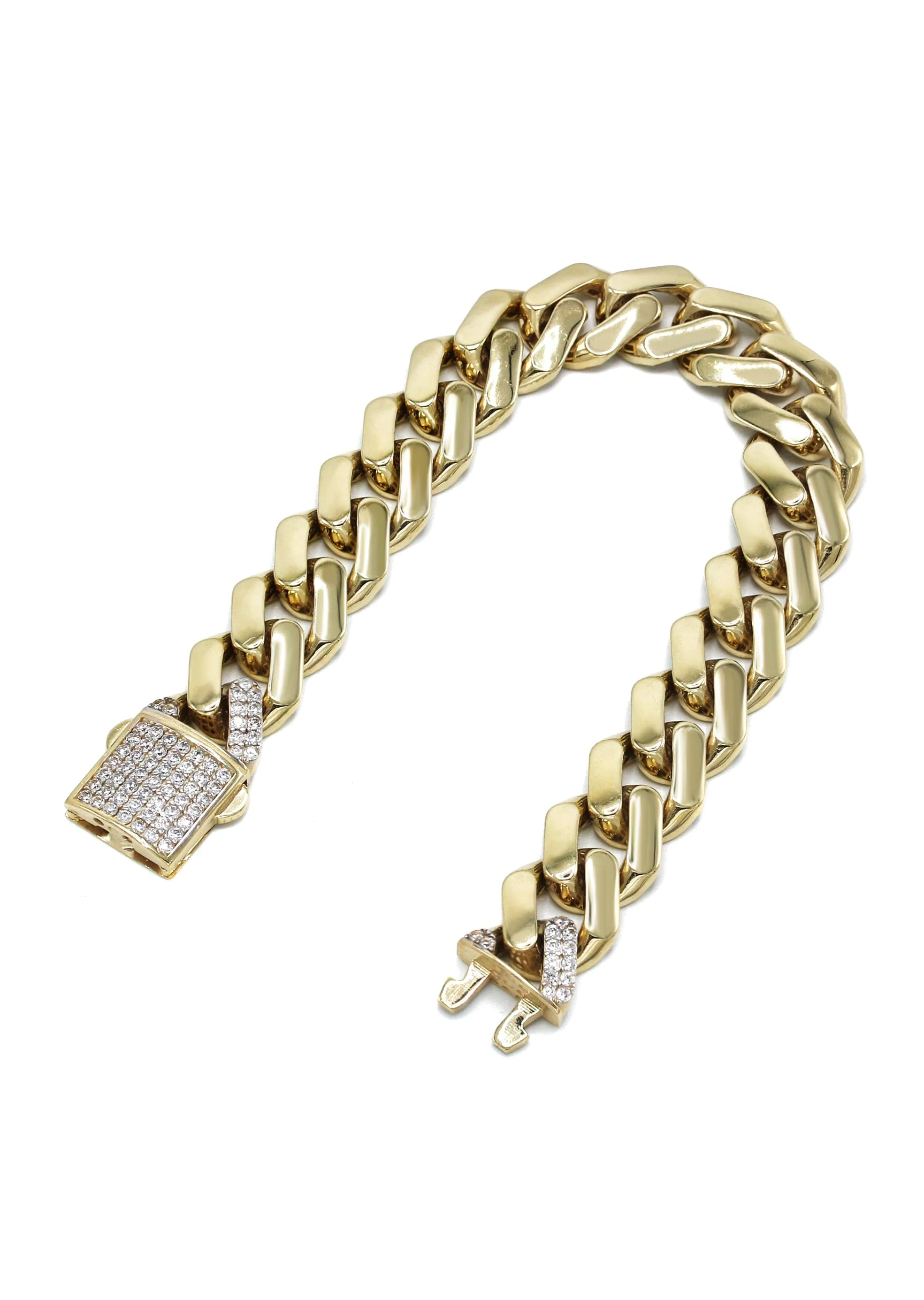 Semi Solid Monaco Mens Miami Cuban Link Bracelet 10K/14K Yellow Gold - Image 2