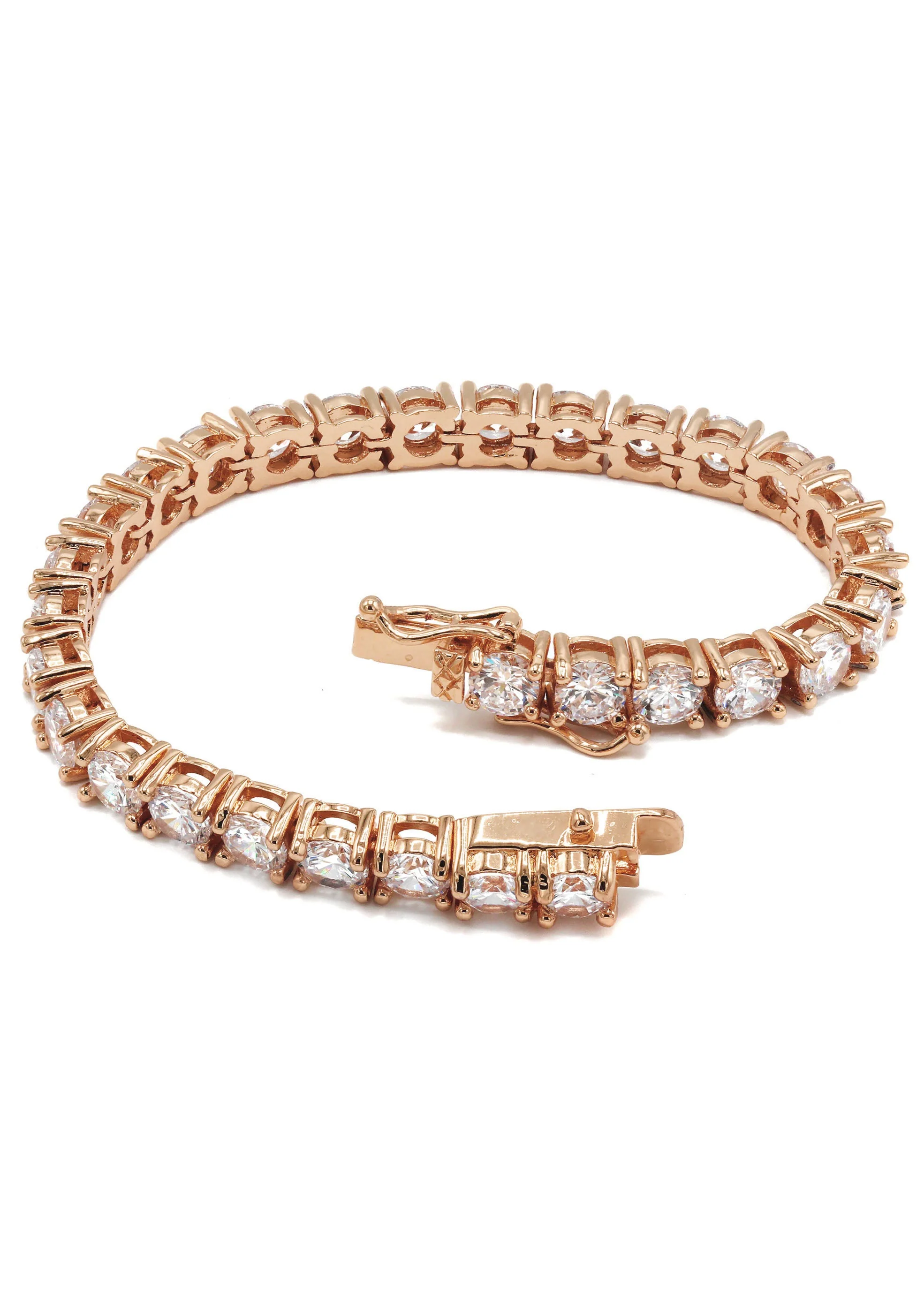 Womens Lab Grown Diamond Tennis Bracelet - 14K Rose Gold - Image 3